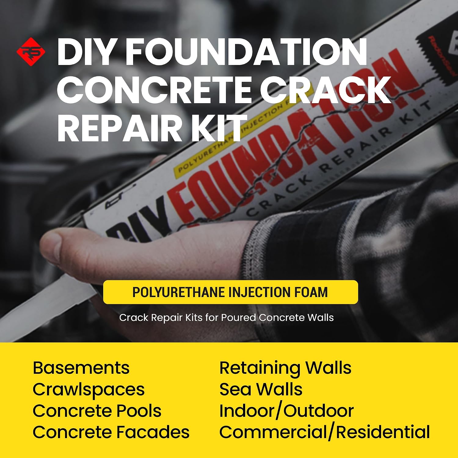 RadonSeal Complete DIY Foundation Crack Repair Kit, Urethane Sealant