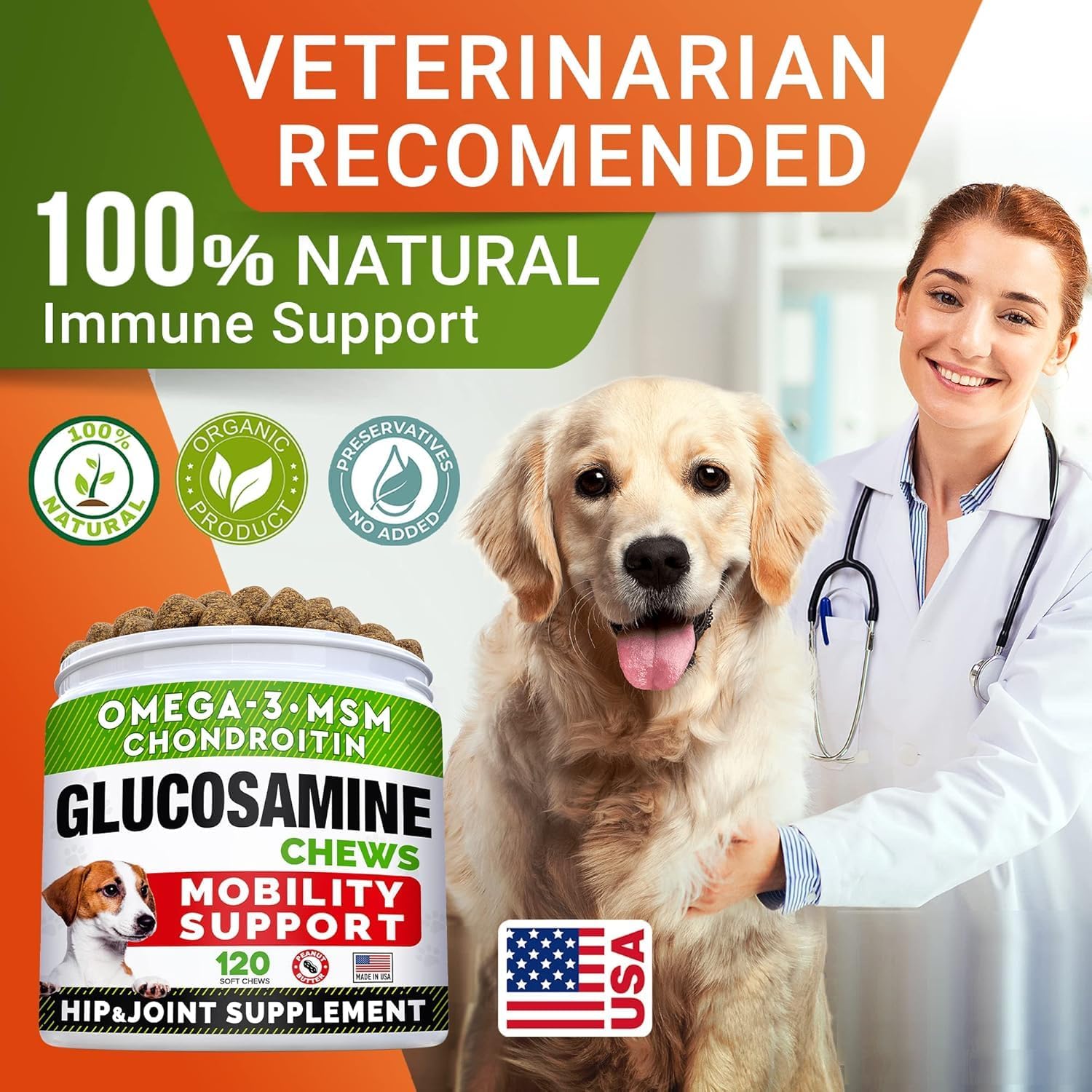 Advanced Glucosamine for Dogs, Chondroitin & MSM Hip Joint Supplement Chews