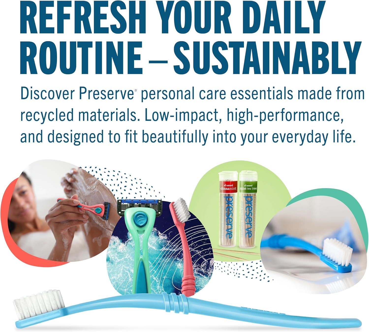 Preserve Shave 3 Razor Blade Refills, Titanium-Coated, Vitamin E, Aloe, 4ct | Unisex Refills for Face & Body; Fits Shave 3 & Triple Razor Handles; Eco-Friendly Paperboard; Cruelty-Free
