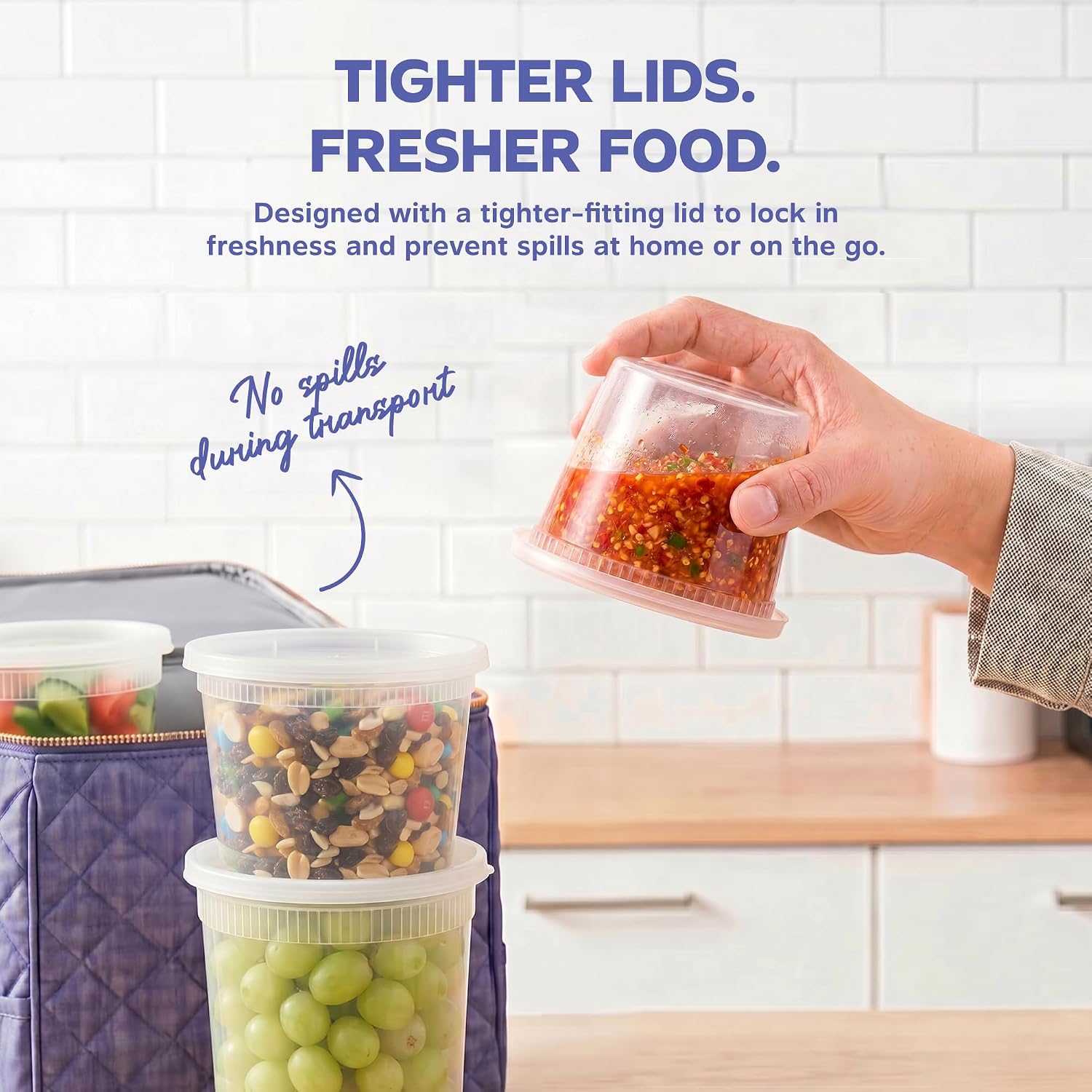 GUSTO 32 oz Plastic Deli Containers with Lids [24 Sets] Food Storage | Microwave, Dishwasher & Freezer Safe, Disposable or Reusable, BPA Free, Leak-Proof, Soups, Takeout, Meal Prep & Leftovers
