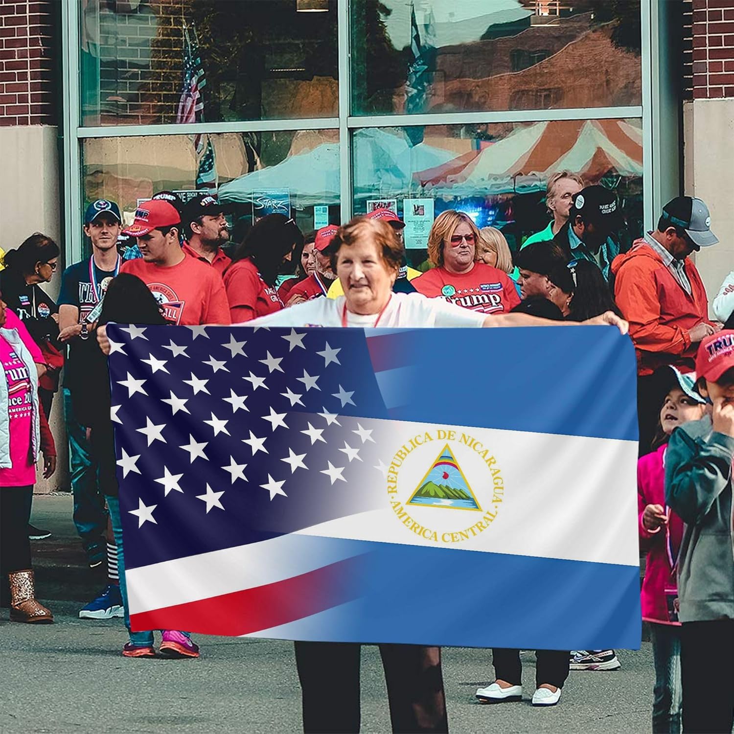 Nicaragua Nicaraguan And American Flag America USA 3x5 Ft Patriotic Banner Outdoor Indoor Decoration National Flags for Garden Car Yard Outside Decor