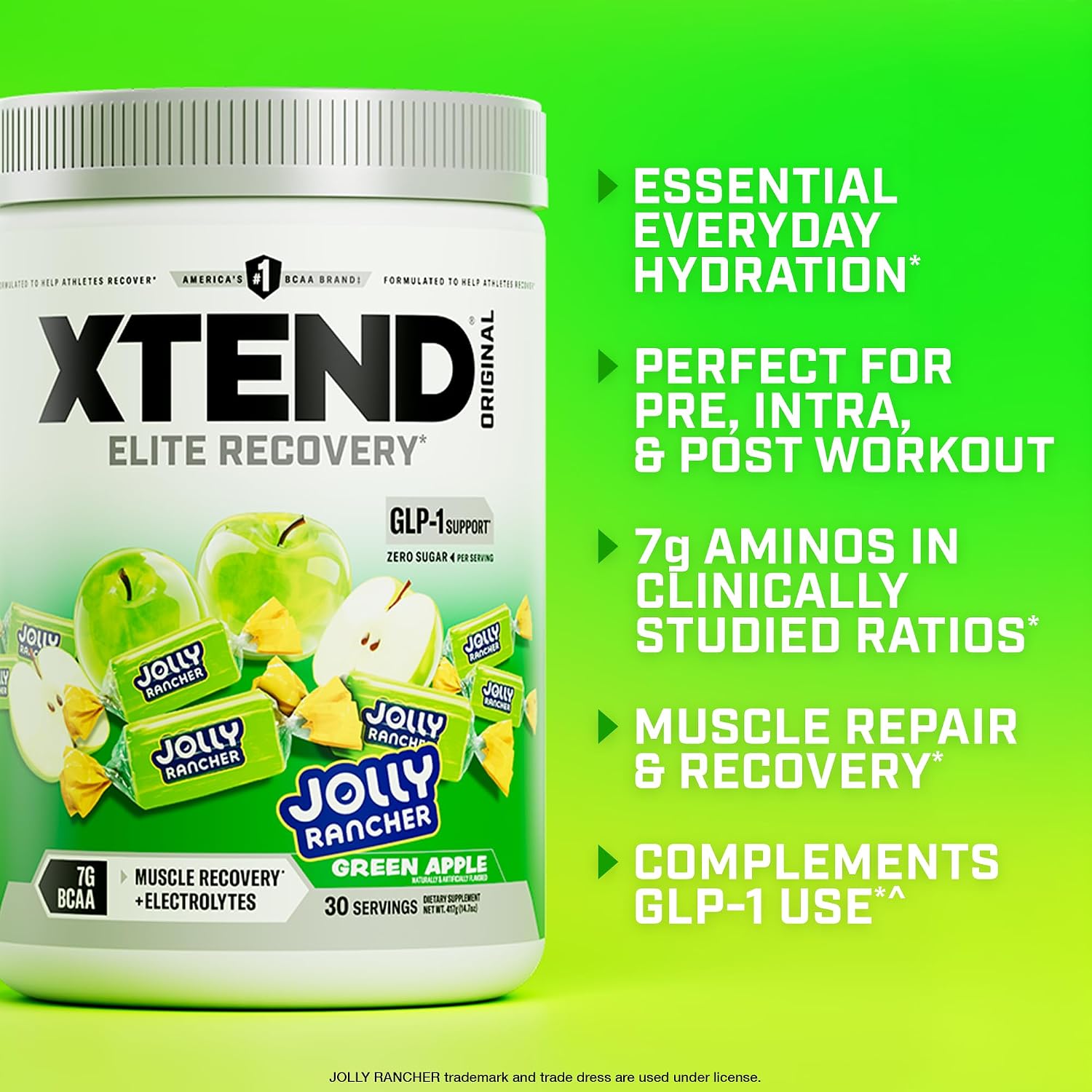 Xtend Original BCAA Powder, 7g BCAAs and 2.5g L-Glutamine for Muscle Recovery Hydration and Lean Muscle, Sugar Free Intra and Post Workout Drink with Electrolytes, Watermelon Explosion, 30 Servings