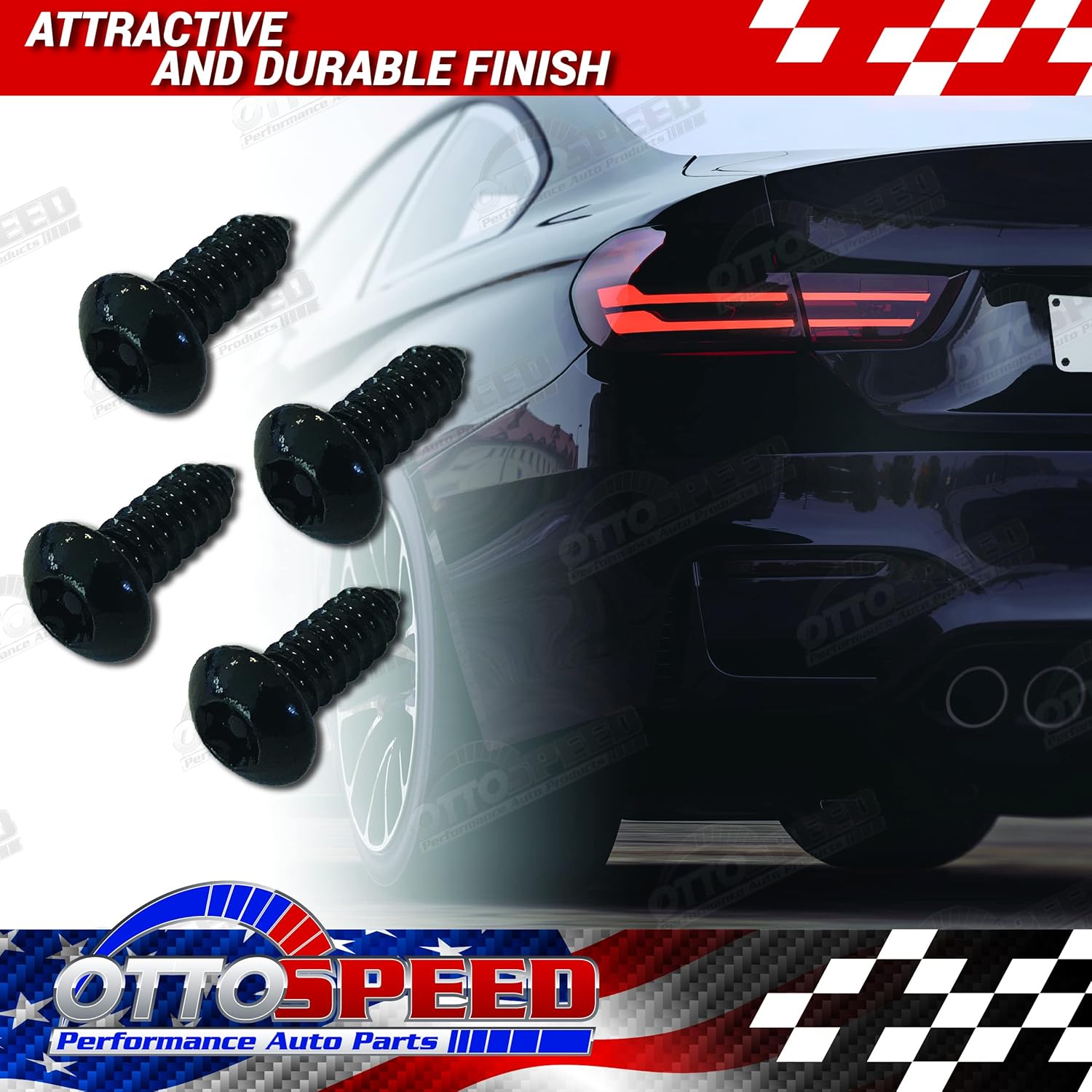OttoSpeed Anti-Theft Security Screws for License Plate - Rustproof Fastener with Theft-Proof Black Stainless Steel Screws, Nylon Screw Inserts
