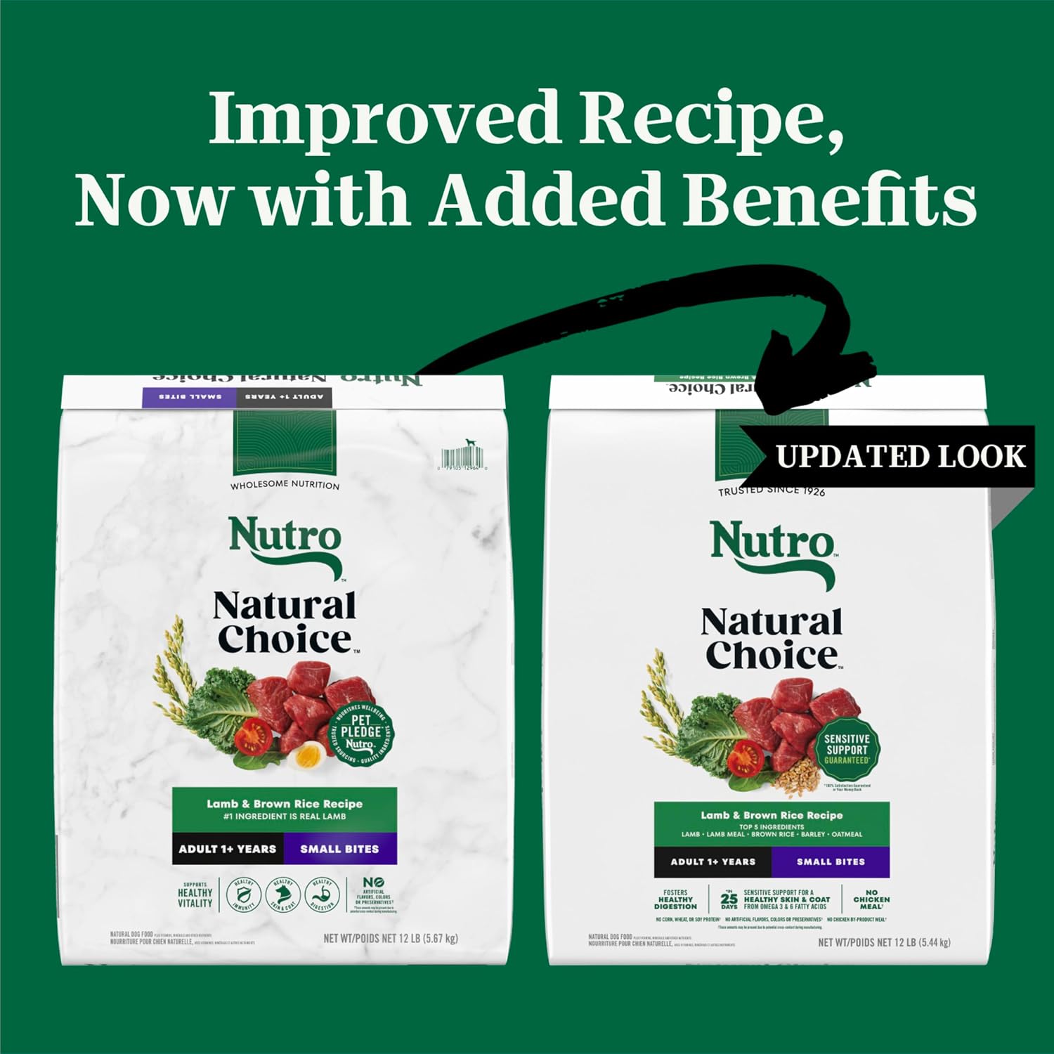 Nutro Natural Choice Small Bites Dry Dog Food, Lamb & Rice, 5 lb | Non-GMO, Real lamb #1 ingredient, no corn, wheat, soy, crafted in USA, supports energy, bones, muscles, dental health, skin