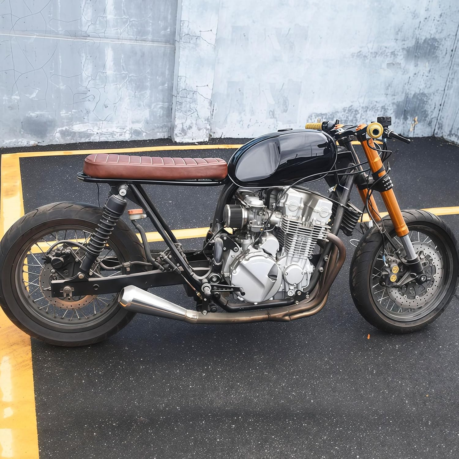 0081 Cafe Racer Motorcycle Fuel Gas Tank 2.9 Gallon Univesal Raw Steel for Honda Yamaha Suzuki Kawasaki (Frame Modification Required)