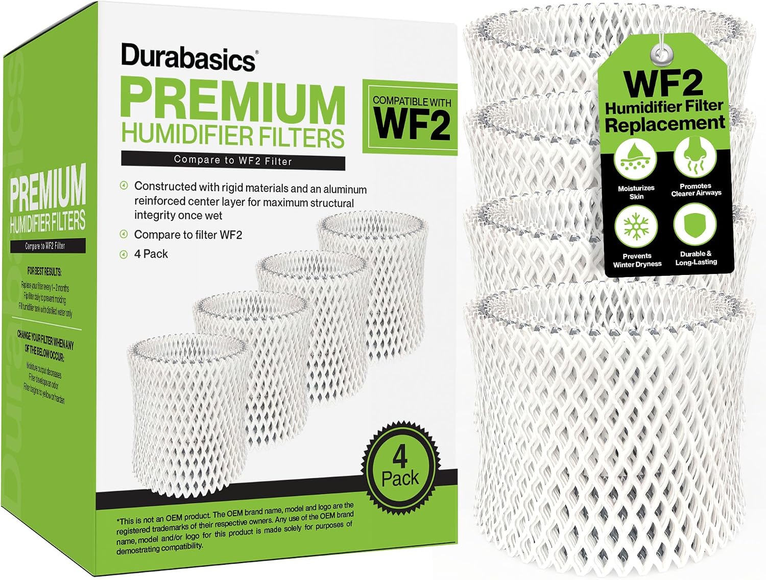 Durabasics [4 Pack] Humidifier Filters Compatible with Vicks Humidifier Filter Replacement - WF2 Humidifier Filter - Compatible with Vicks Starry