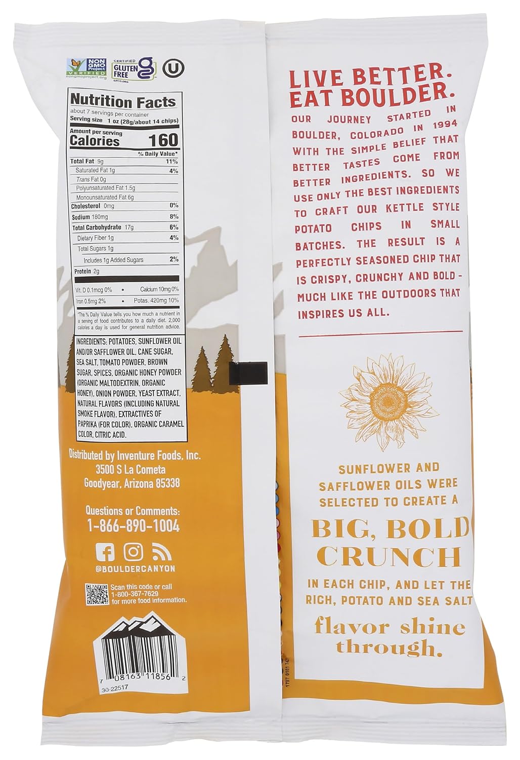 Boulder Canyon Avocado Oil Sea Salt Potato Chips 6 Count, 1.25 OZ