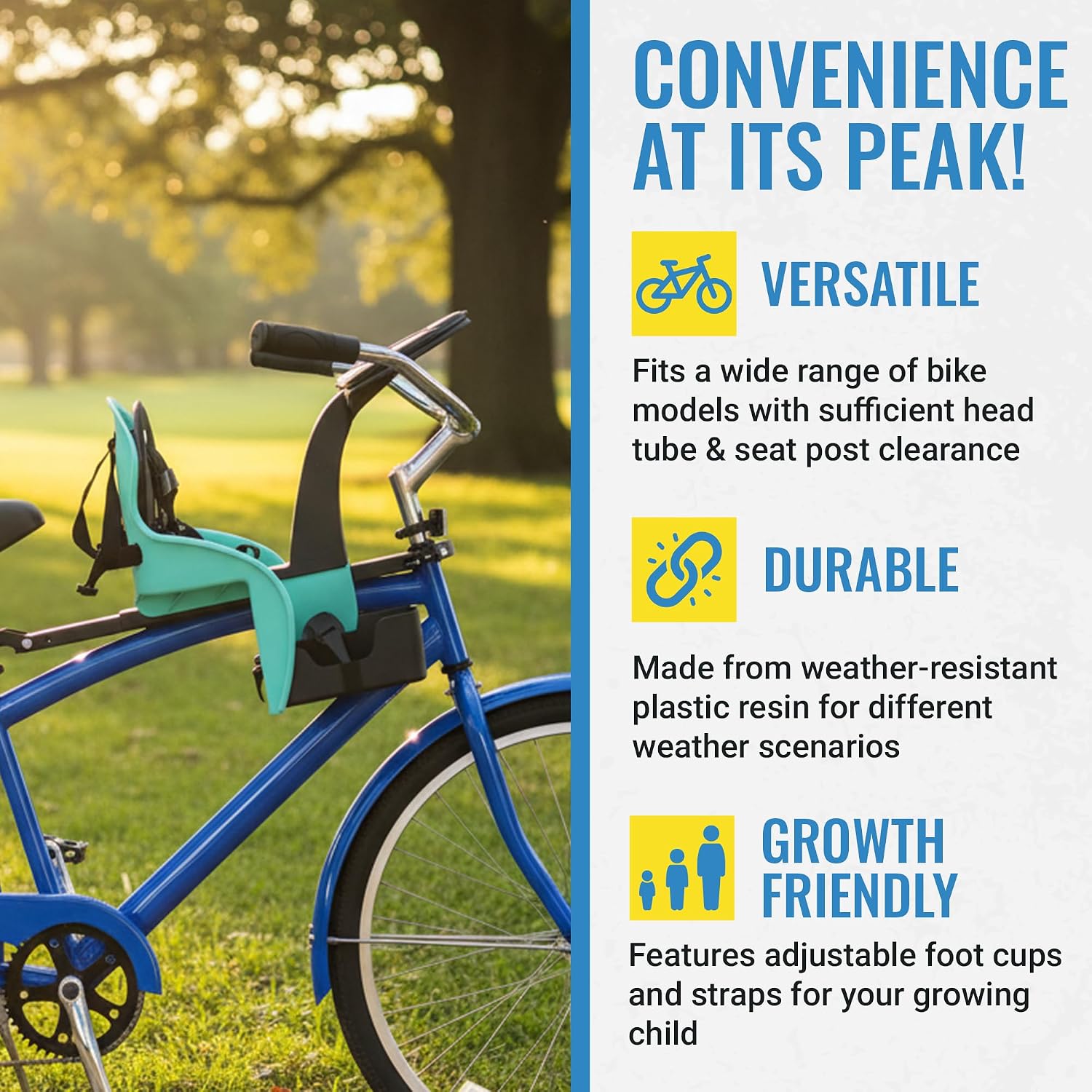 KaZAM Front-Mounted Child Bike Seat – Kangaroo & Wallaby Models with Padded Front Bumper/Dashboard