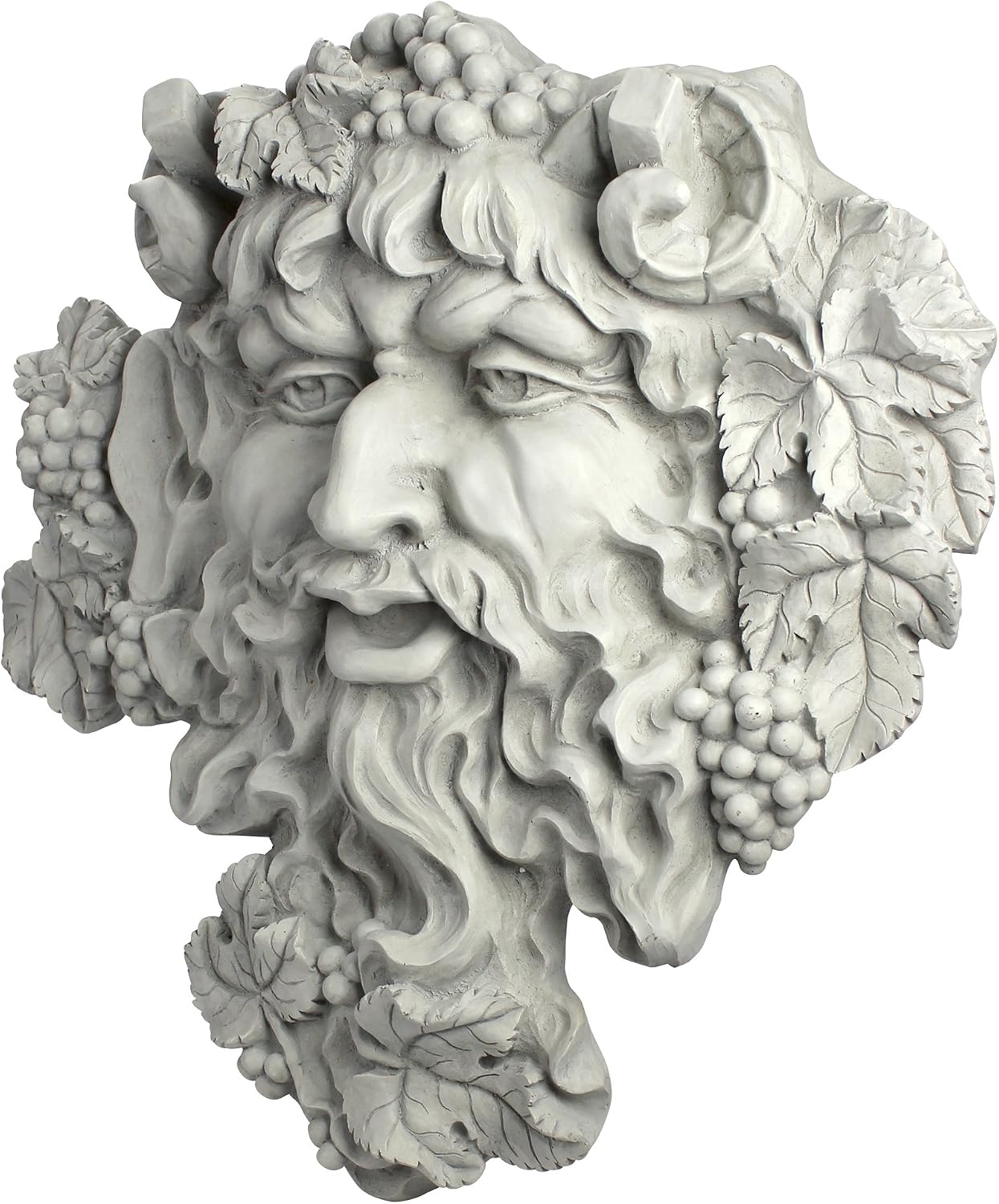 Design Toscano Bacchus, Grape Harvest Wine Greek Greenman Face Wall Sculpture, Medium, 12 inches tall, Cast Stone Resin, Antique Stone Finish
