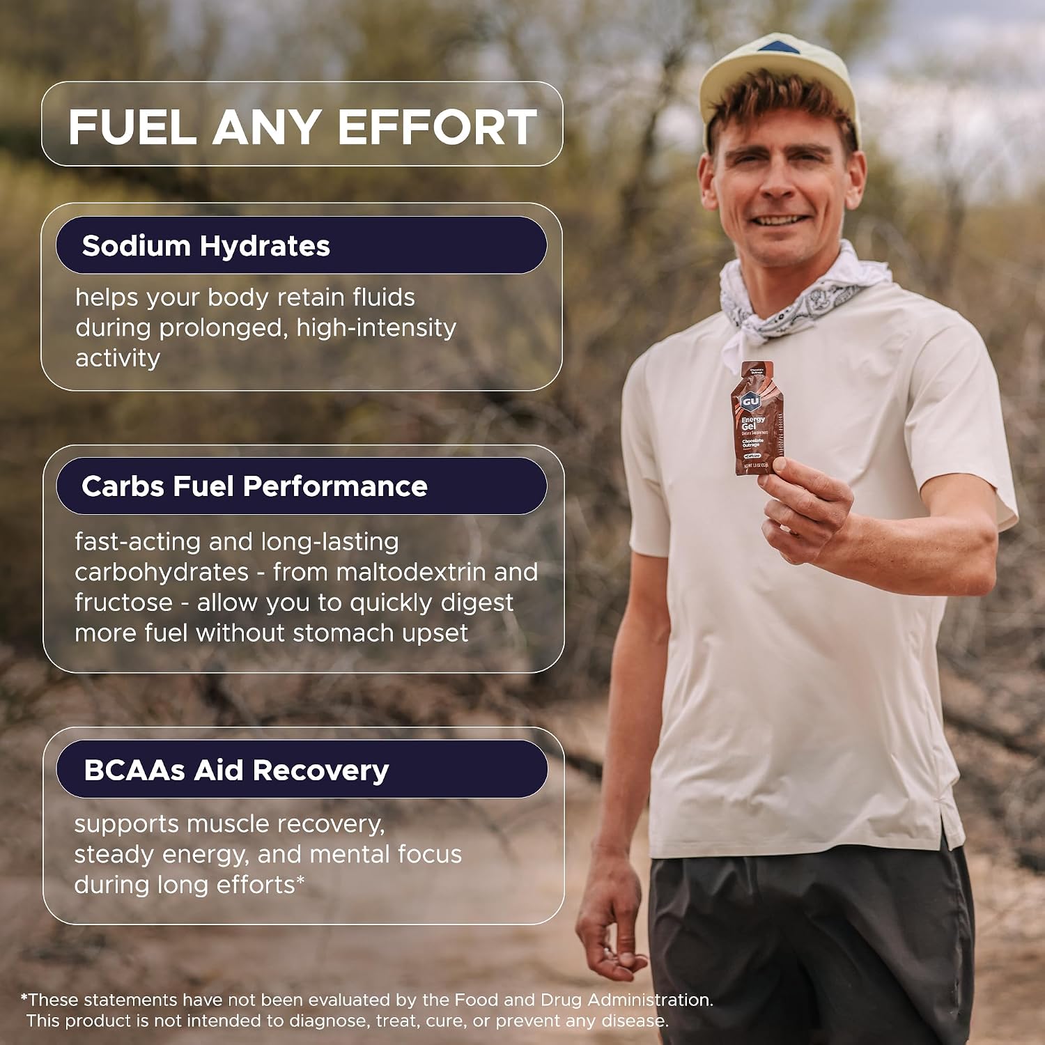 GU Energy Original Sports Nutrition Energy Gel, Vegan and Dairy-Free On-the-Go Energy for Any Workout, Vanilla Bean, 8-Count