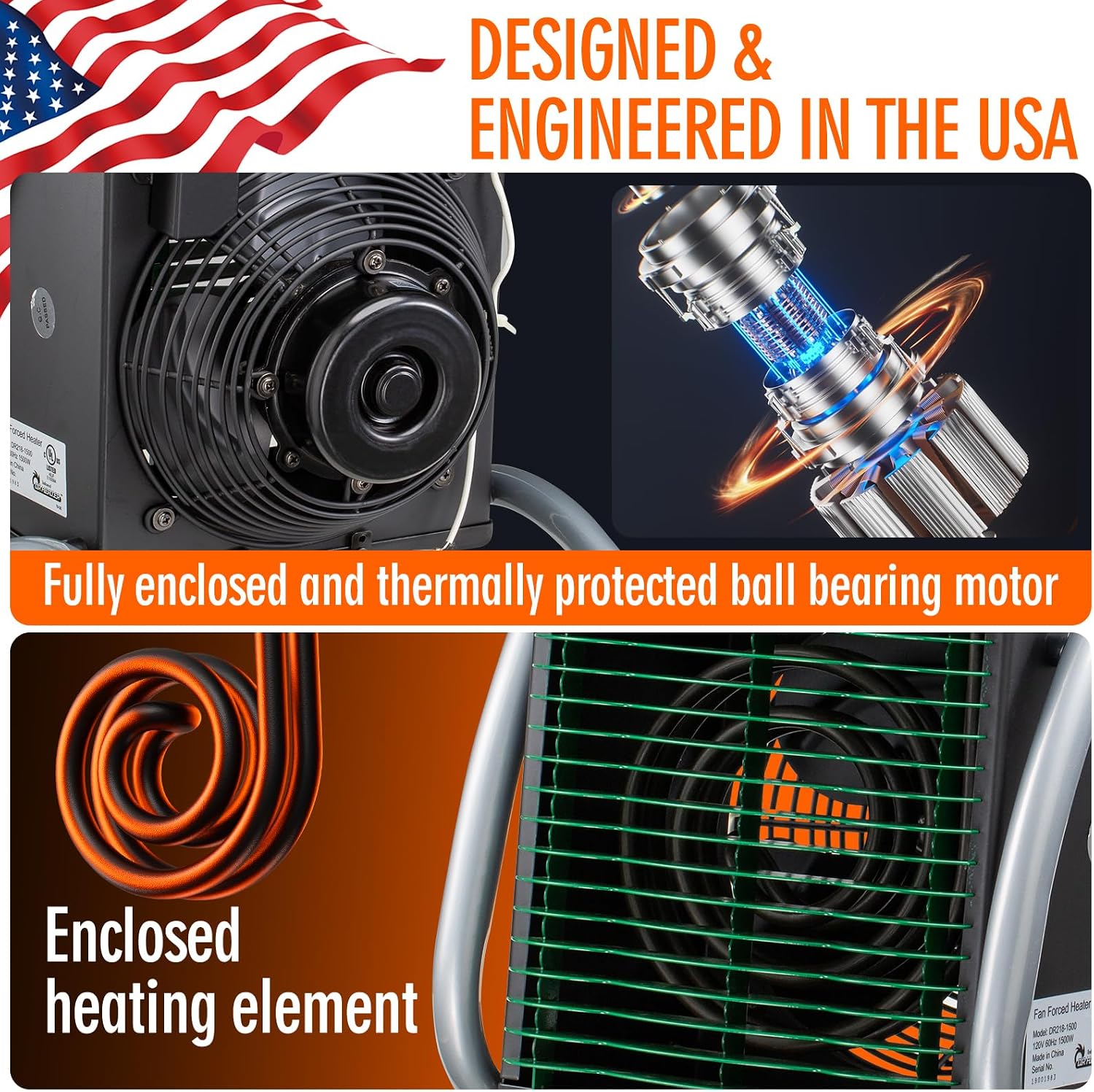 DR. INFRARED HEATER DR218-1500W Greenhouse Garage Workshop Infrared Heater, 1500-watt