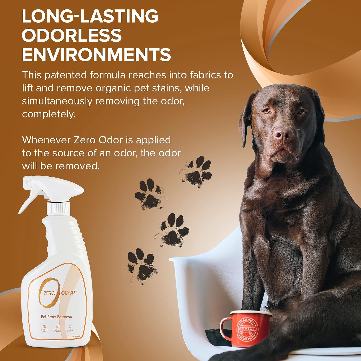 Zero Odor - Pet Stain Remover & Odor Eliminator - Permanently Remove Stain & Odor with Patented Technology Best for Carpet, Furniture, Floors