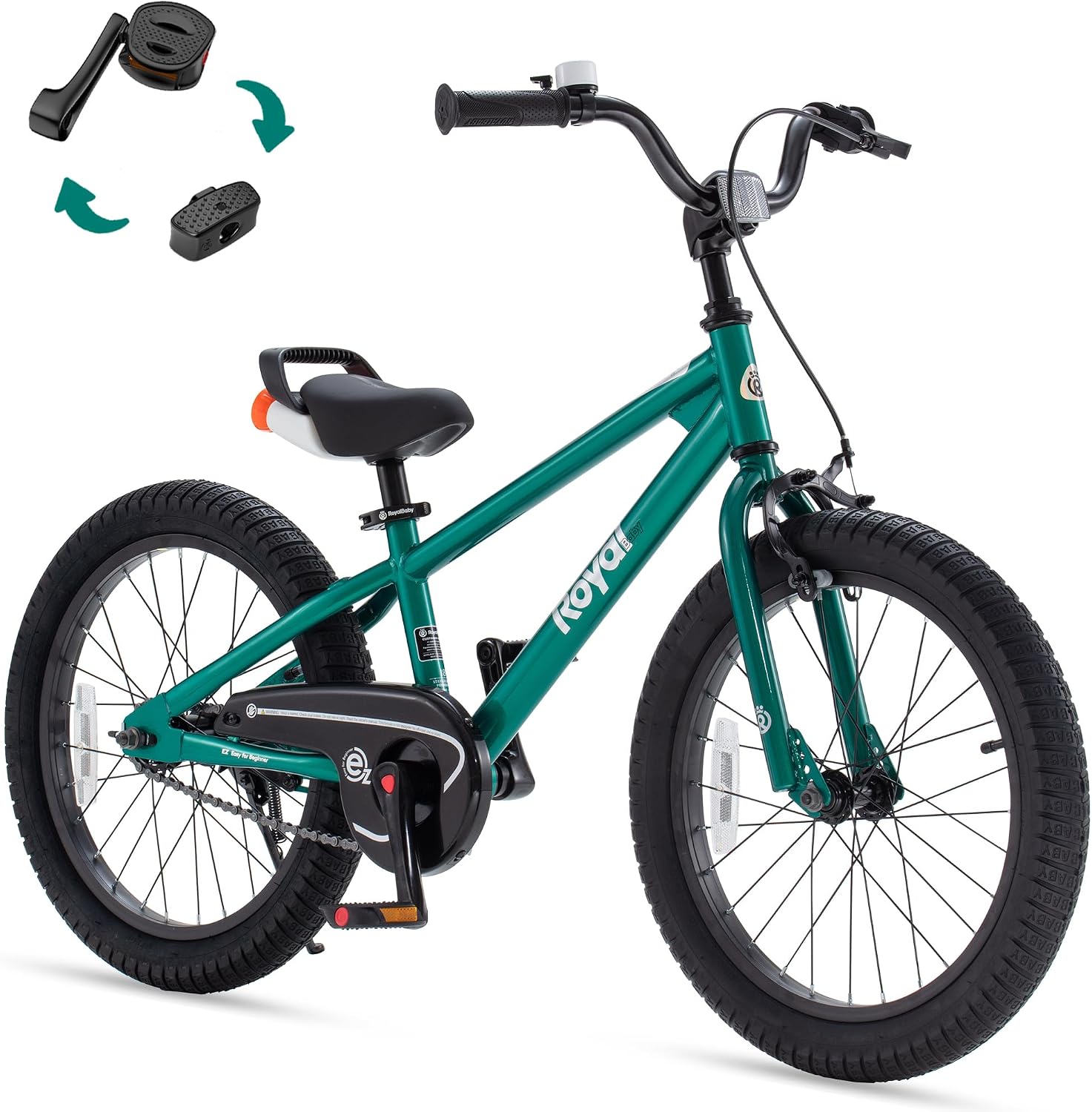 RoyalBaby EZ Kids Bike 12 14 16 18 20 Inch Balance Pedal 2-in-1 Training Bicycle Boys Girls Ages 3 to 12 Years Easy Learn for Beginners