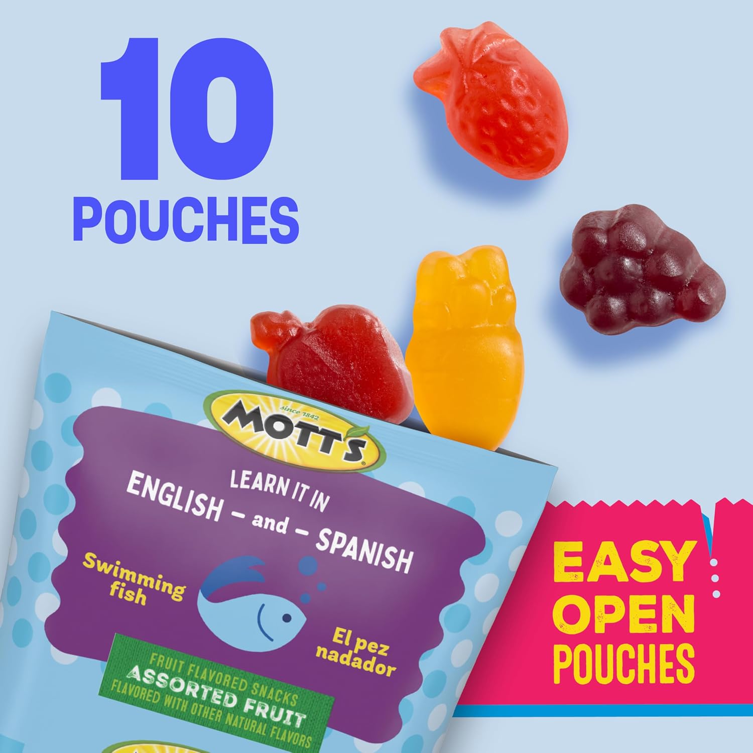 Mott's Fruit Flavored Snacks, Assorted Fruit, Pouches, 0.8 oz, 22 ct (Pack of 6)