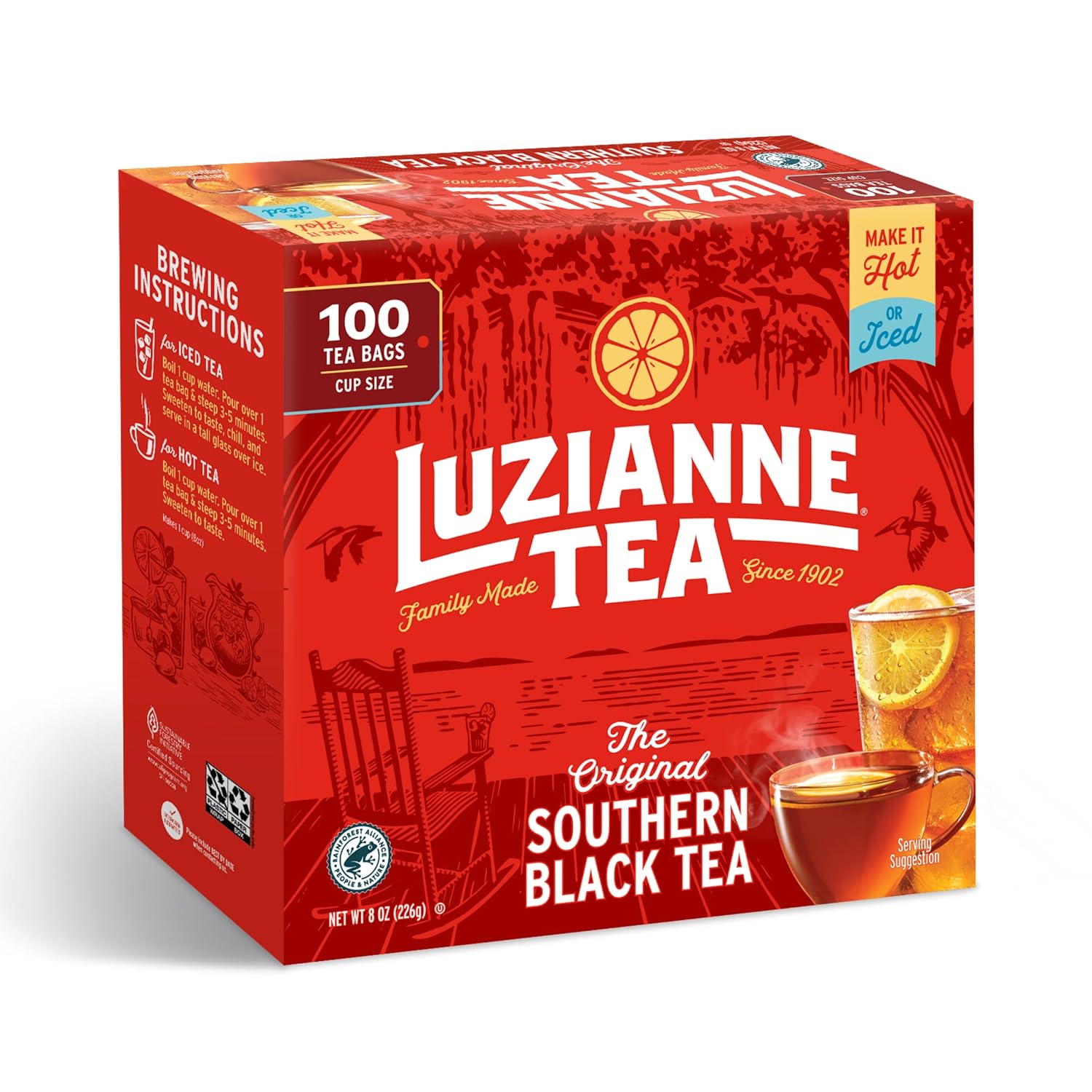 Luzianne Green Tea Bags, Family Size, 24ct Box (Pack of 1)