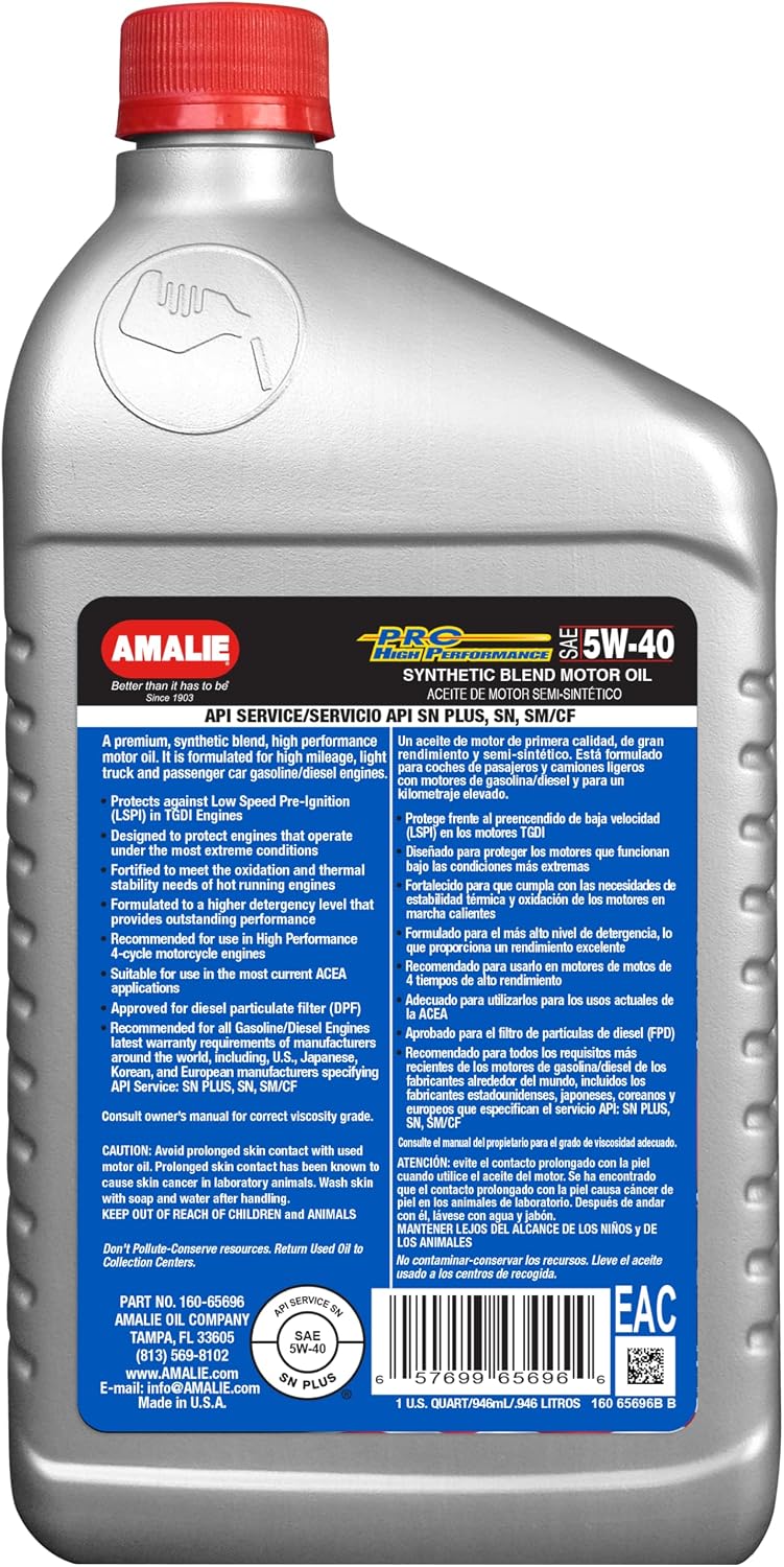 Pro High Performance Synthetic Blend 15W-50 Motor Oil (160-75636-56) 1 Quart Bottle, Pack of 12 | Made in USA