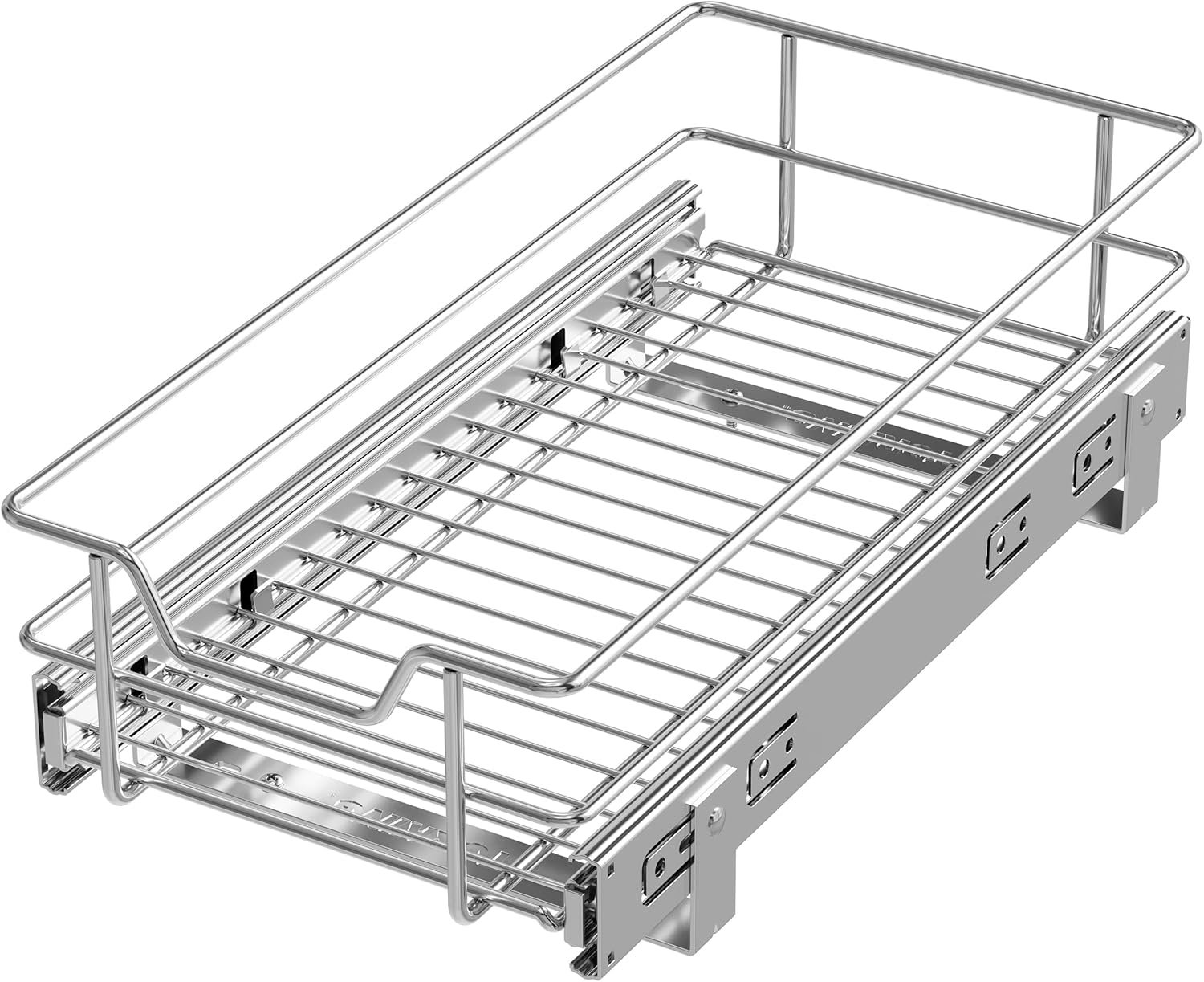 2 Tier Pull Out Cabinet Organizer 11" W X 22" D, Chromed, Full Slide Out