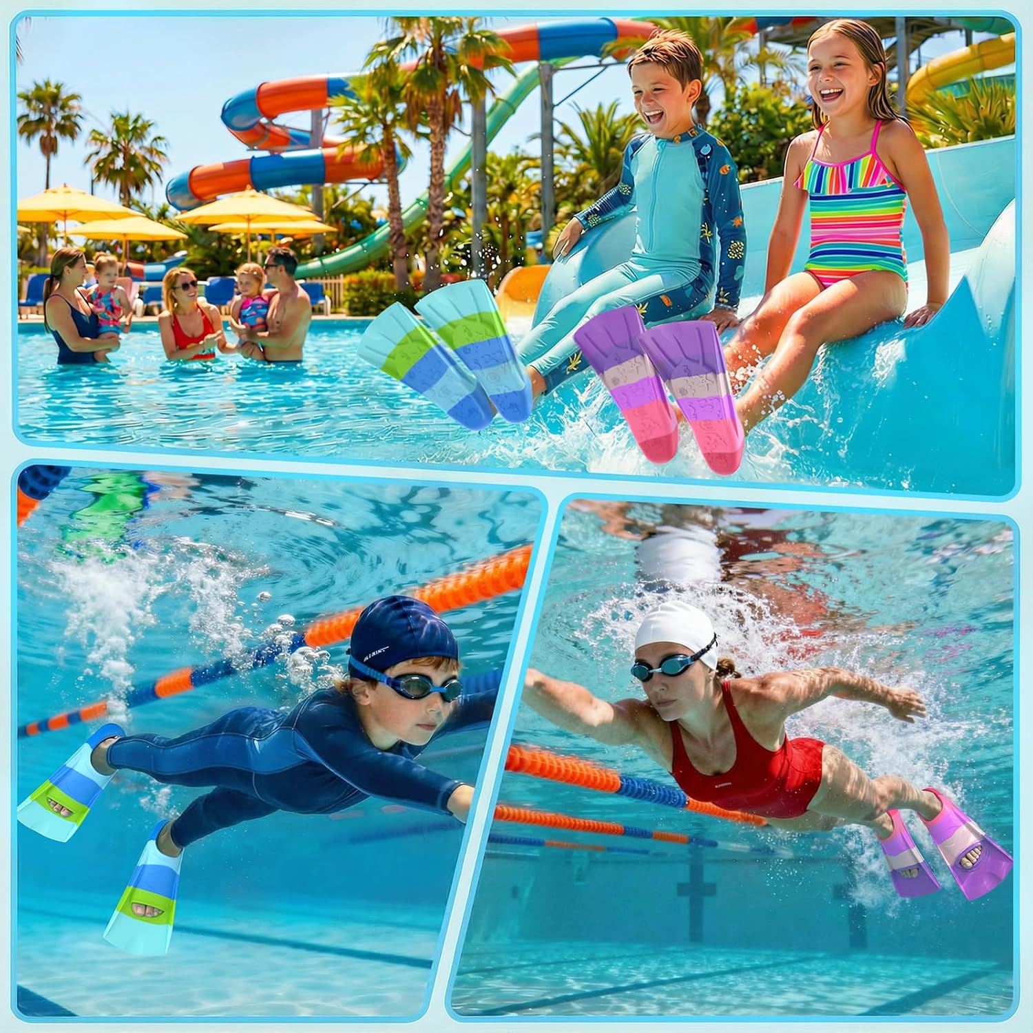 Gintenco Swim Fins, Adults & Kids Swim Training Fins for Lap Swimming