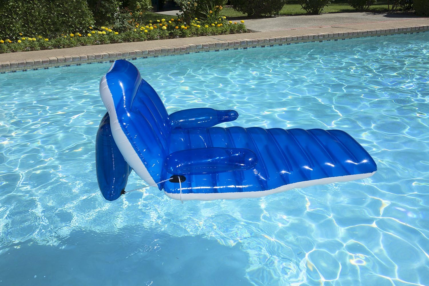 Poolmaster 85687 Adjustable Chaise Swimming Pool Float Lounge,blue