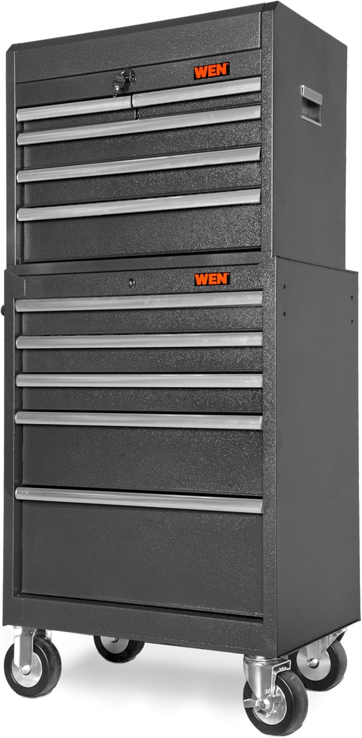 WEN 52-Inch Premium Rolling Tool Cabinet, Black, Heavy Duty 21-Gauge Powder-Coated Steel Construction, for Garage and Workshop (GG532B)