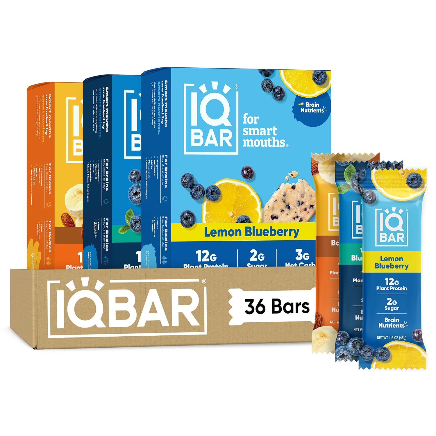 IQBAR Clean Protein Bars, Low Sugar Keto, Banana Nut 12-Count