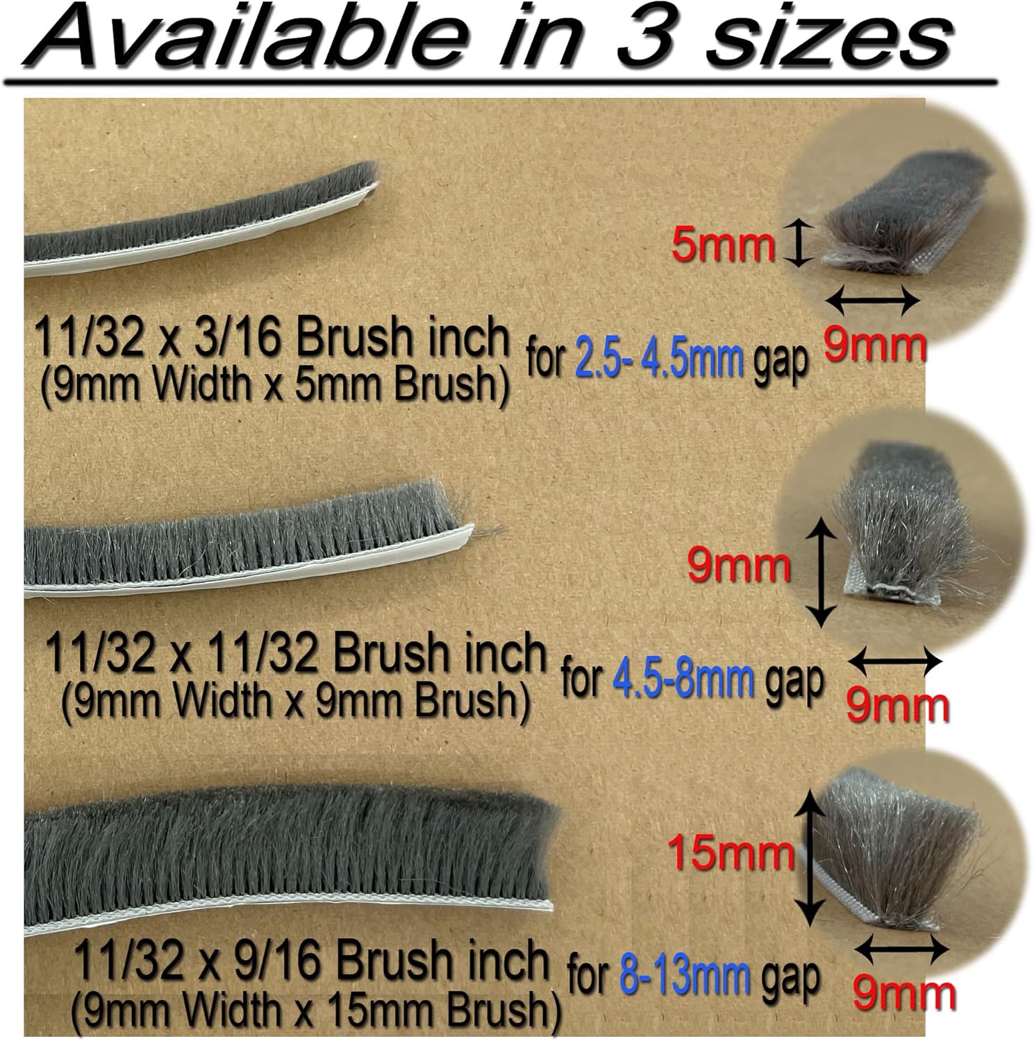 Self-Adhesive Pile Weather Stripping Seal for Sliding Windows and Door Frames, 16.5ft x 11/32 inch, Grey