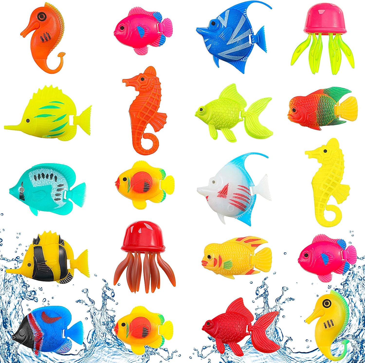 Weewooday 20 Pcs Artificial Moving Fishes Plastic, Random Fish