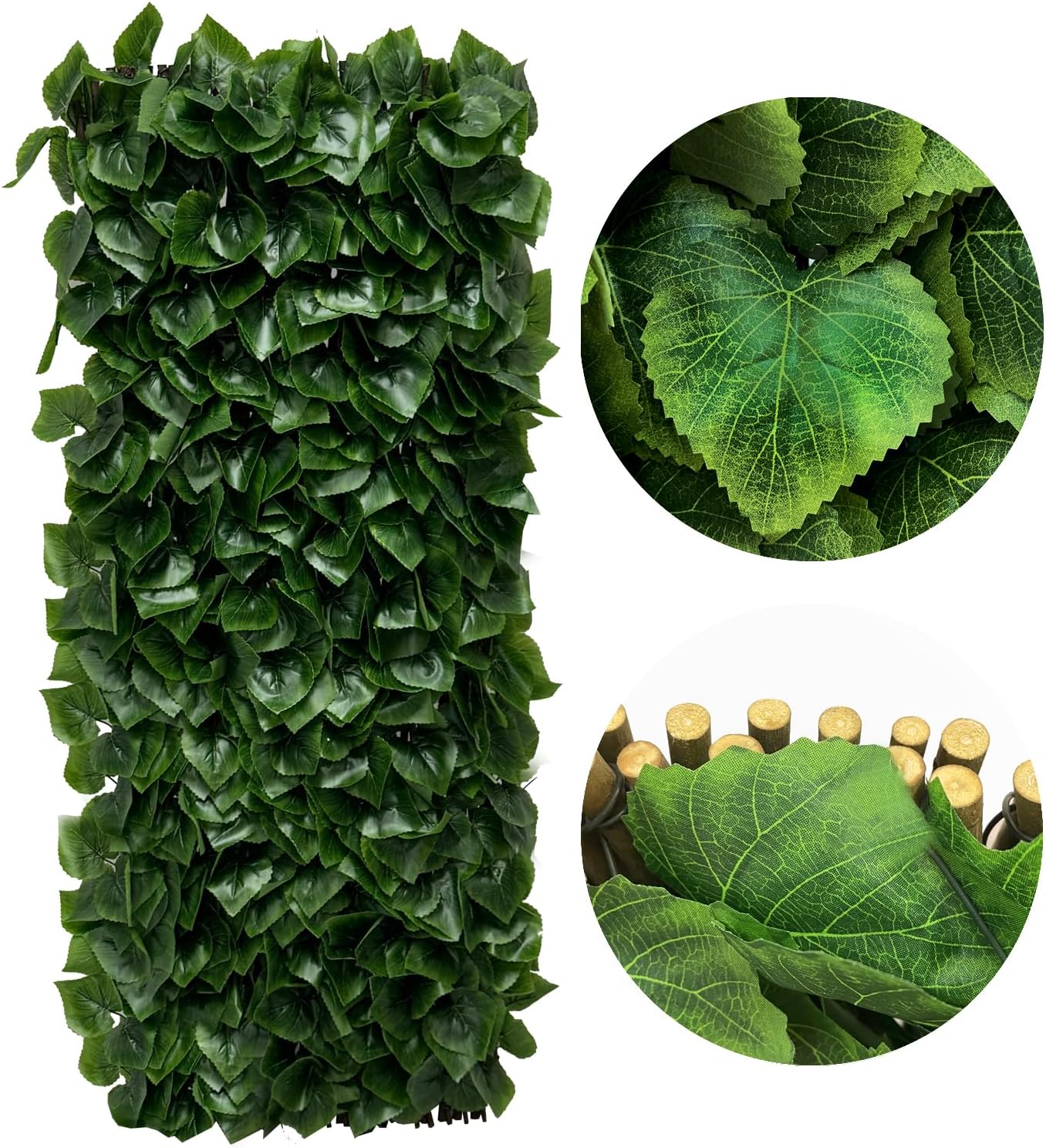 Expandable Fence Privacy Screen for Balcony Patio Outdoor,Decorative Faux Ivy Fencing Panel,Artificial Hedges (Single Sided Leaves)……