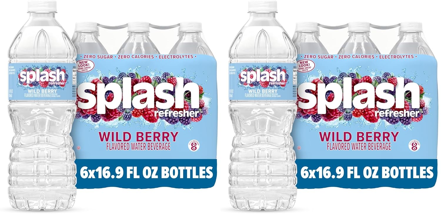 SPLASH REFRESHER Flavored Water Bottles, Mandarin Orange - 6 Pack | Refreshing Flavored Bottled Water with Electrolytes - Zero Sugar & Zero Calories - 16.9 Fl Oz