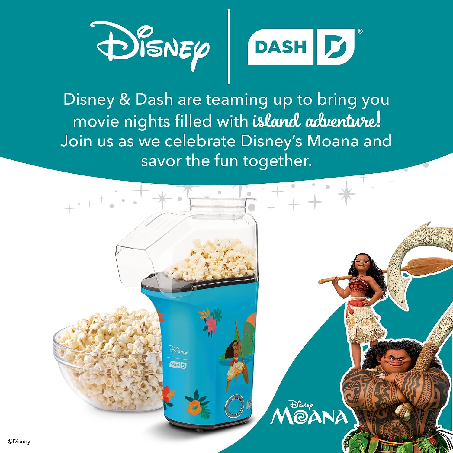 Dash Fresh Pop Popcorn Maker, 16-Cup Hot Air Popper, Aqua | Electric Popcorn Machine, Oil-Free Air Popped Popcorn, Built-In Measuring Cup & Butter Melting Tray, Movie Night Snacks