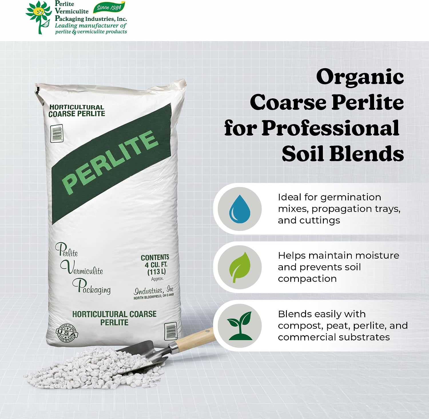 PVP Industries Organic Coarse Perlite for Planting and Garden Soil, 120 Qt, 4 Cu Ft - Lightweight Growing Media for Indoor Plants, Outdoor Gardening