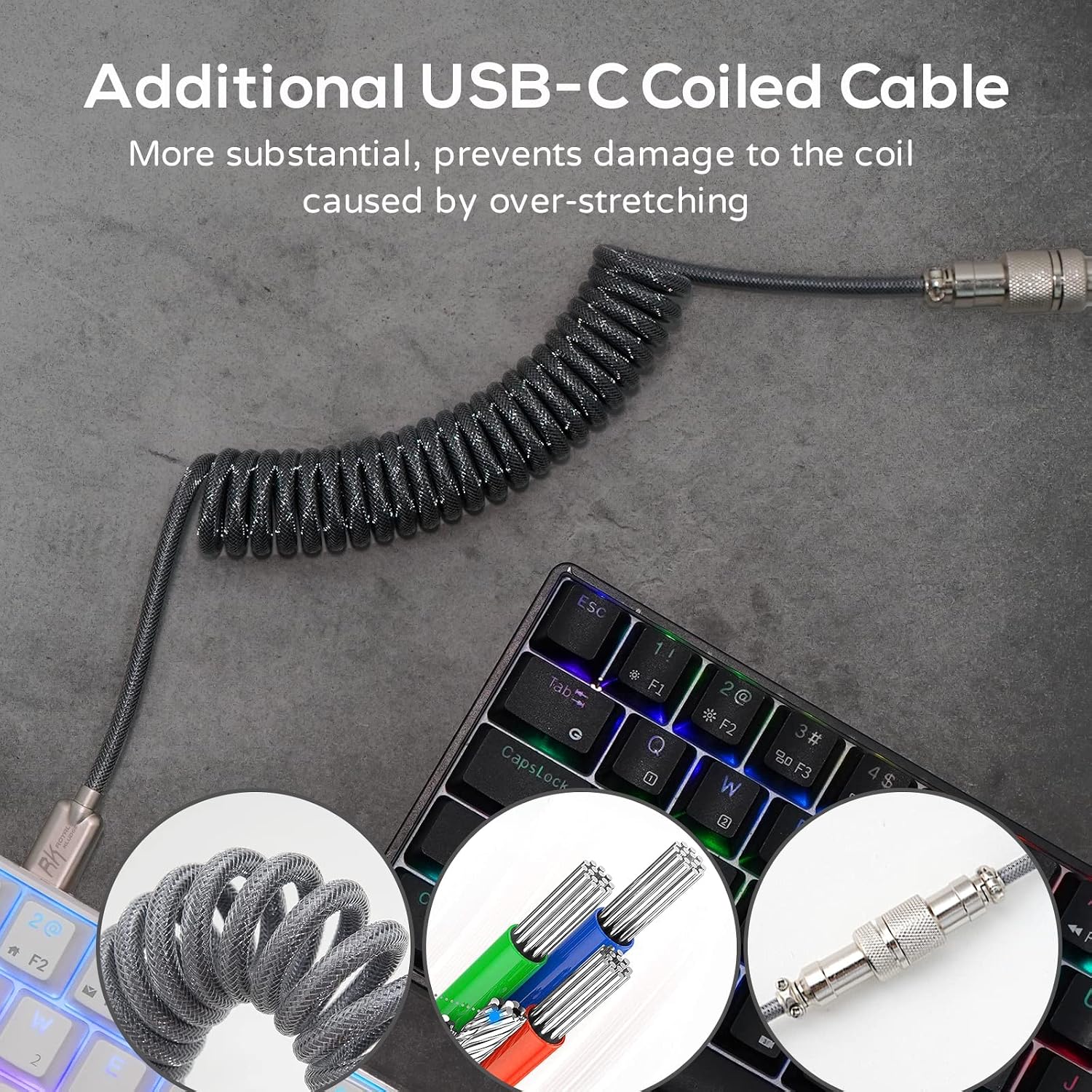 RK ROYAL KLUDGE RK61 Wireless Mechanical Keyboard, 60% Percent RGB, White | Hot Swappable Gaming Keyboard with Bluetooth/2.4G/USB, 61 Keys Ultra-Compact for Win/Mac/PC, Coiled Cable, Linear Red Switch