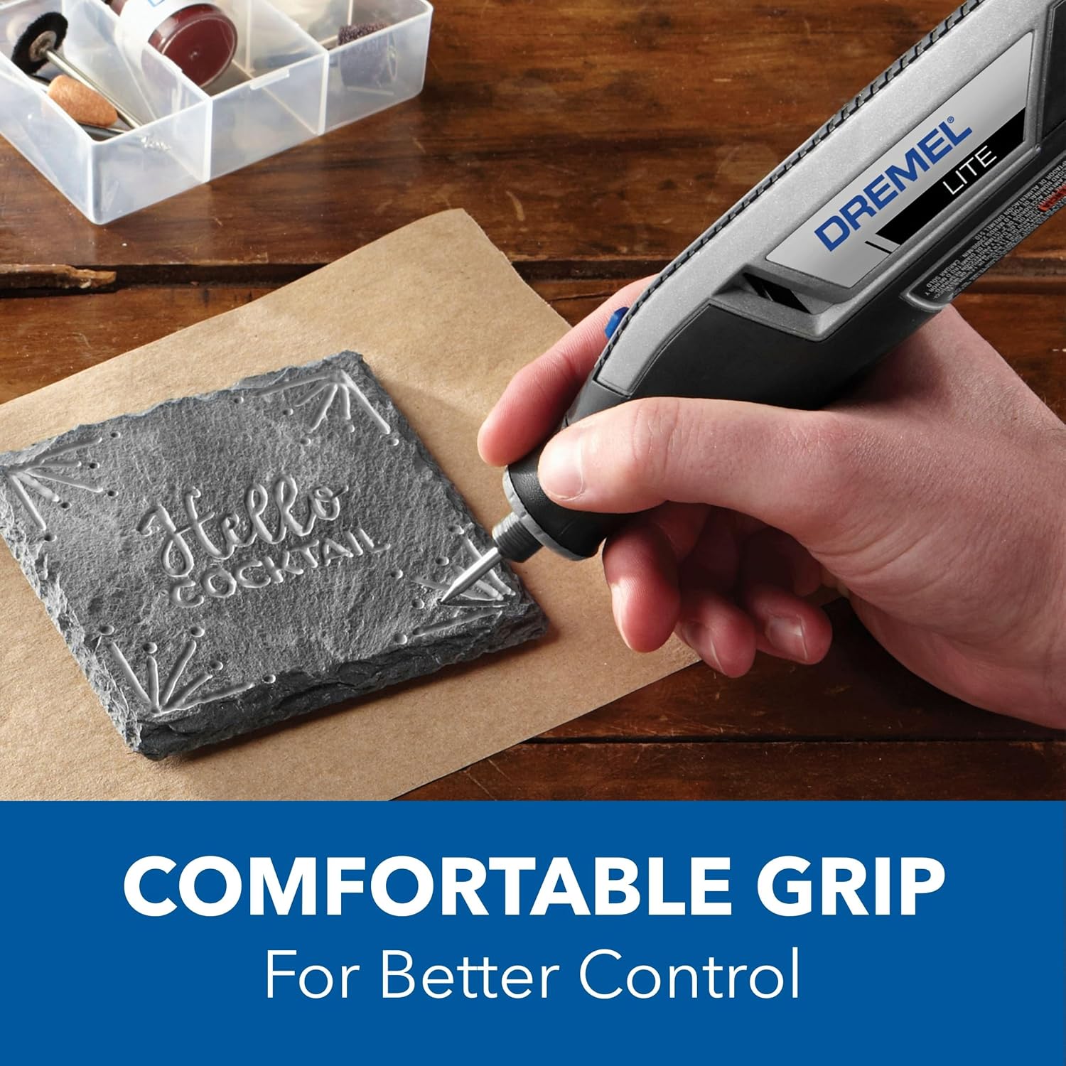 Dremel Lite 7760 N/10 4V Cordless Rotary Tool Kit with Variable Speed, USB Charging, Easy Accessory Changes - Ideal for Light-Duty DIY & Crafting