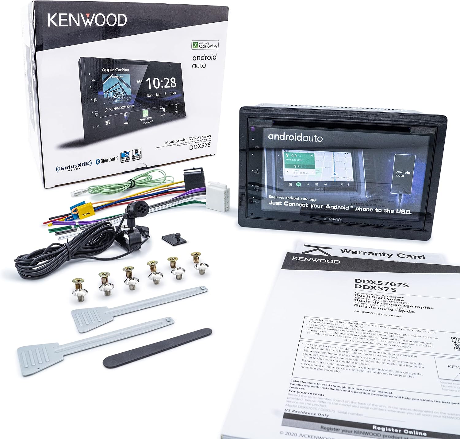 KENWOOD DDX5707S Double Din DVD Car Stereo with Apple Carplay and Android Auto, 6.8 Inch Touchscreen, Bluetooth, Backup Camera Input, Subwoofer Out