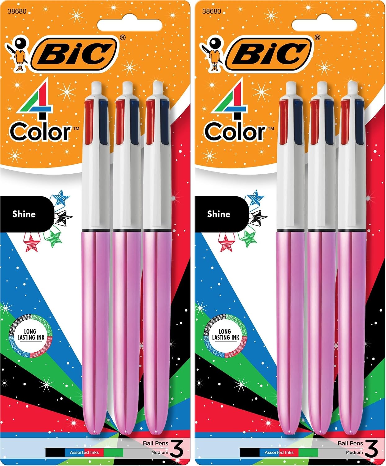 BIC 4-Color Original Retractable Ballpoint Pen, 1.0 mm Medium, 3-Count Pack