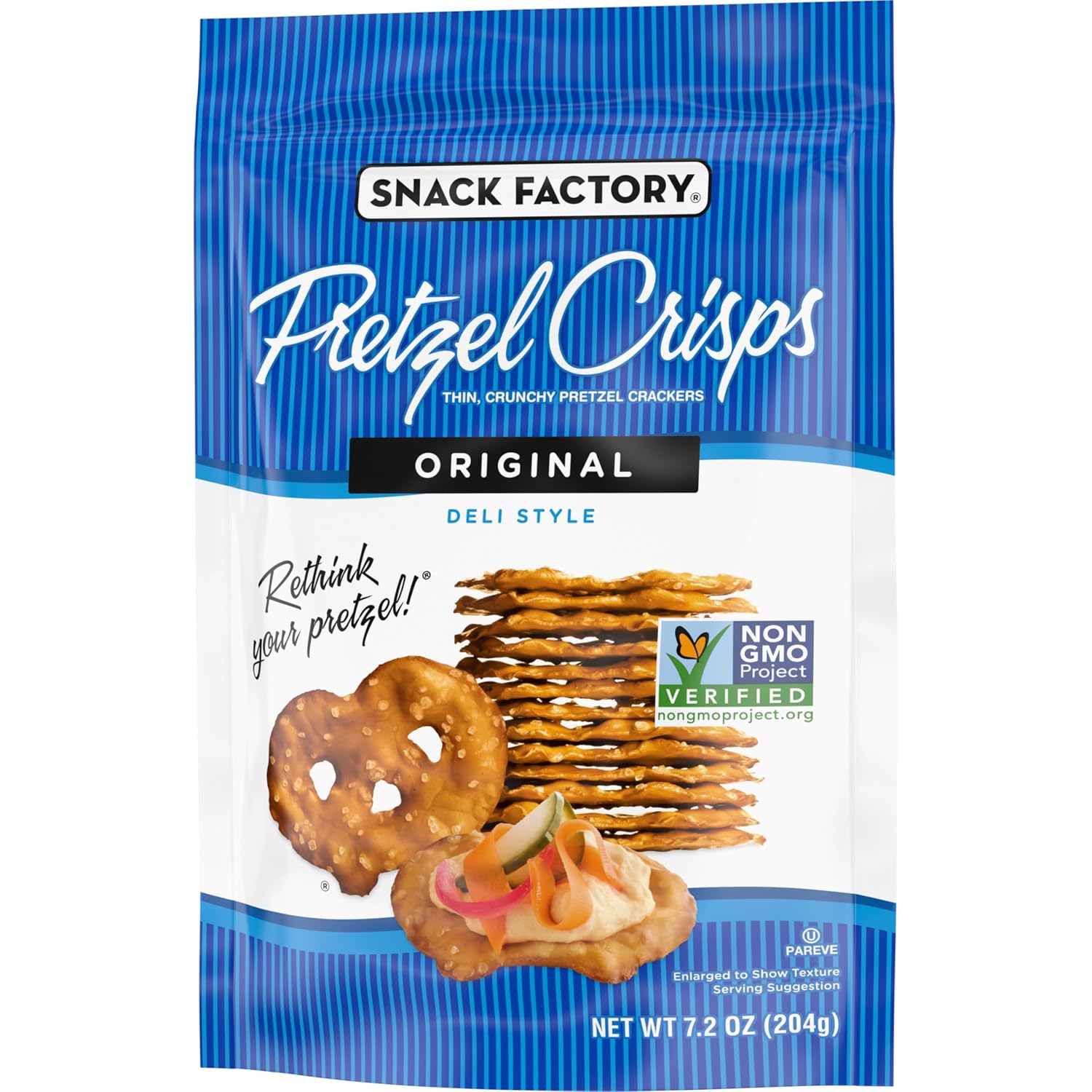 Snack Factory Original Pretzel Crisps, Non-GMO, 14 oz Party Size Bag