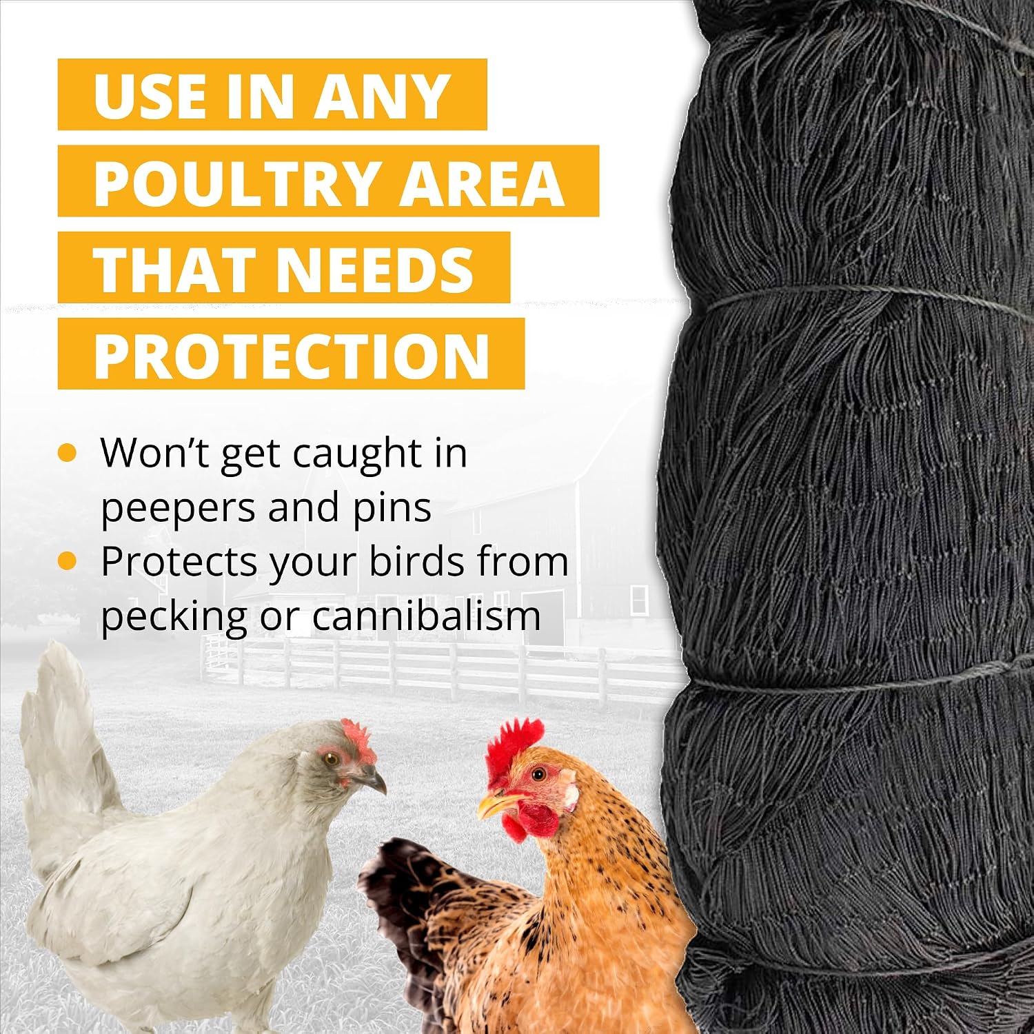 Stromberg’s 2” Mesh Heavy Duty Knotted Aviary Netting, UV Resistant Polyethylene Fiber for Game Birds, Pheasants & Poultry, 85 Lbs Break Strength Durable Against Weather and Predators, Size 25' x 50'