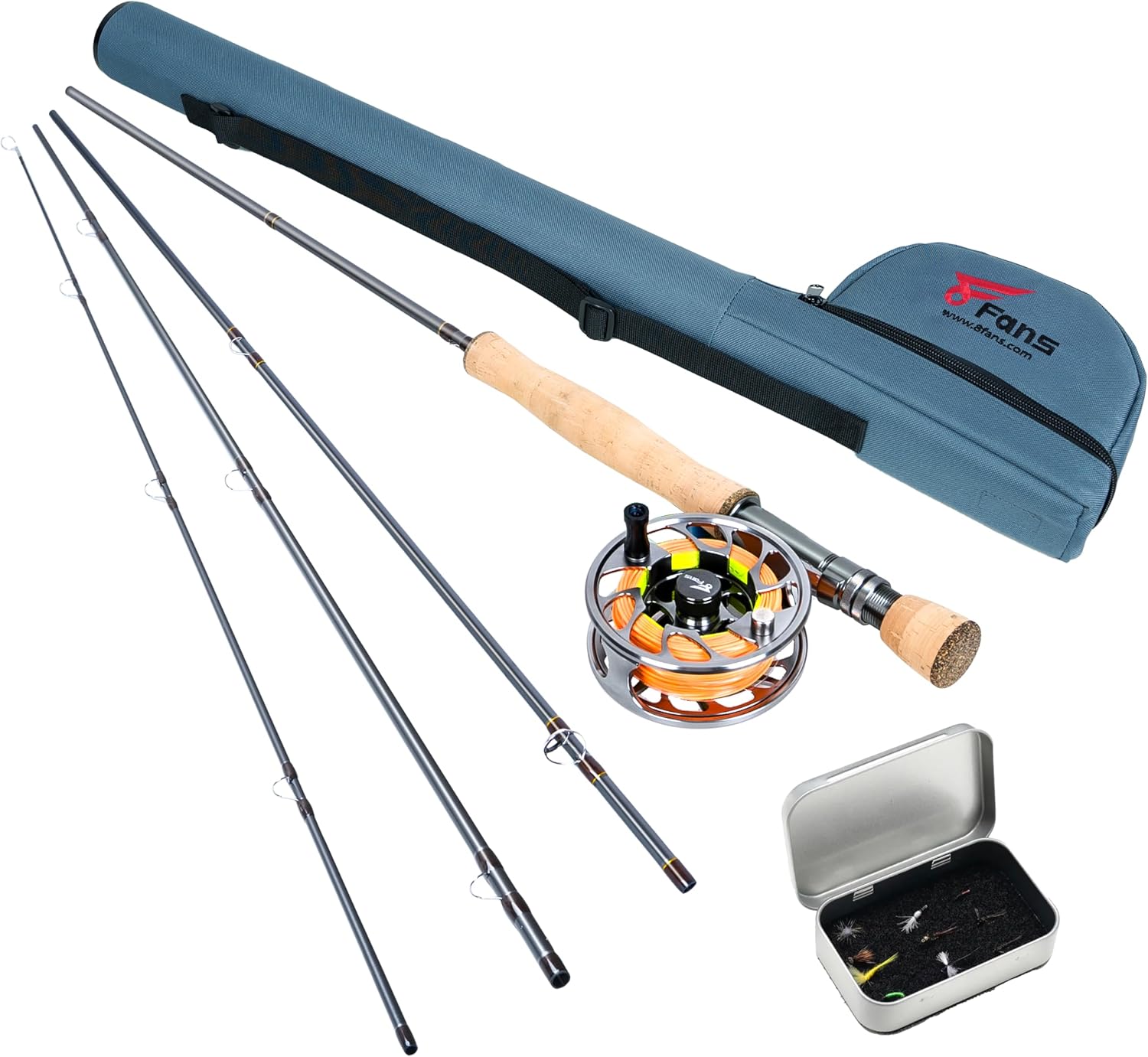 Fly Fishing Rod and Reel Combos with 4-Sections Portable Fly Rod and CNC-machined Aluminum Alloy Fly Reel,Fly Fishing Complete Starter Package