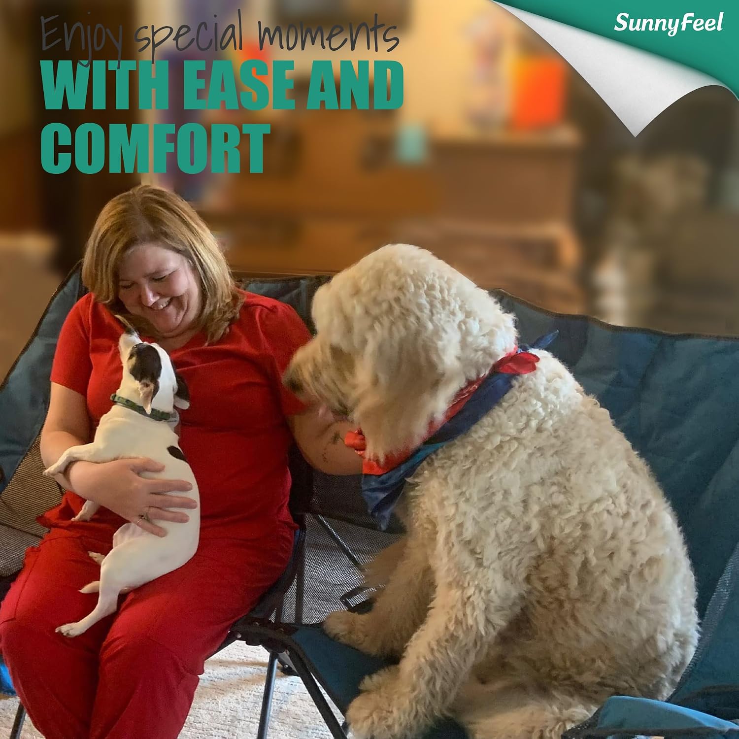 SUNNYFEEL Folding Double Camping Chair Oversized Loveseat for Adults