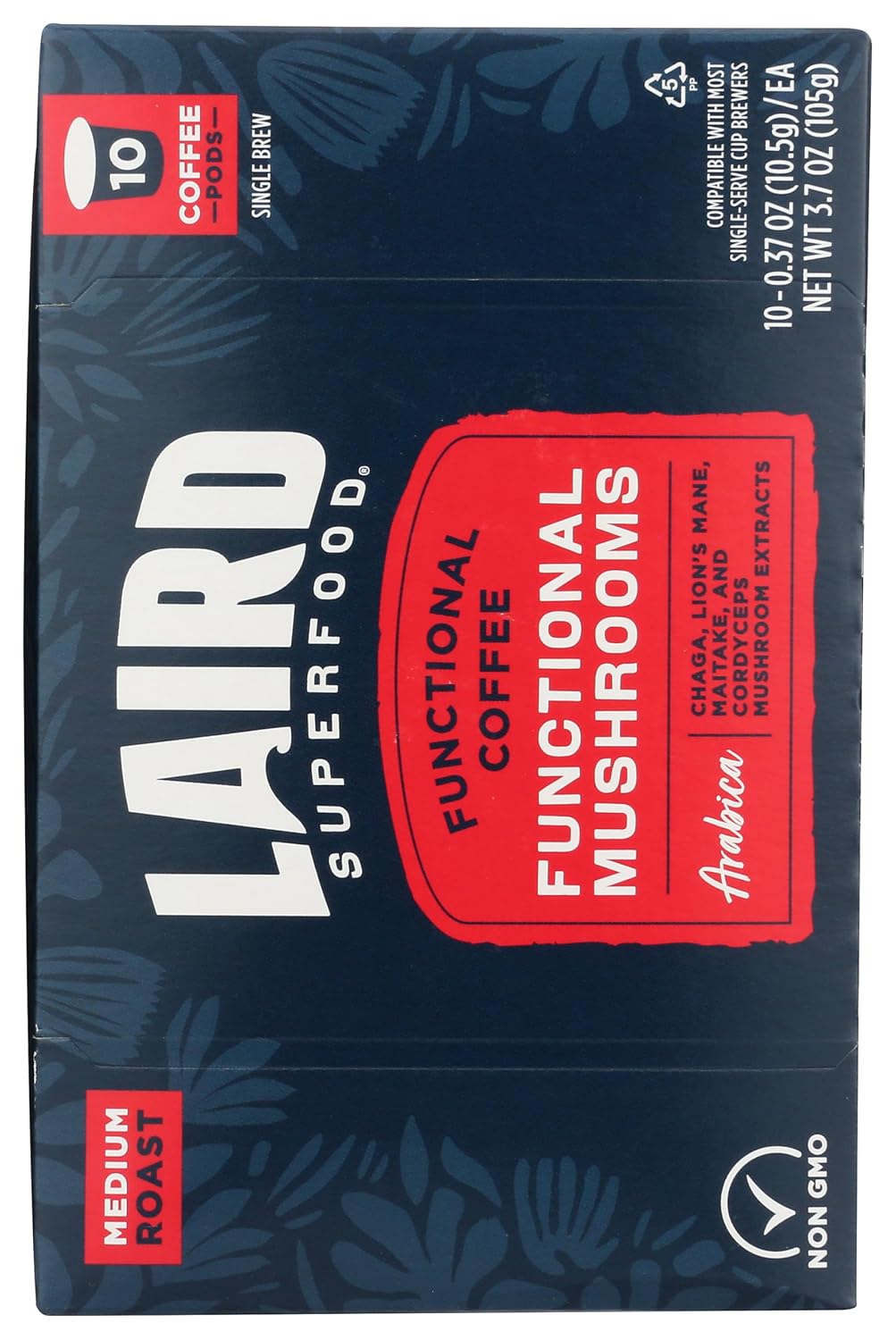 Laird Superfood Peruvian Dark Roast Coffee with Functional Mushrooms, Certified Organic Peruvian Ground Coffee Beans, Gluten-Free, Dairy-Free, Non-GMO