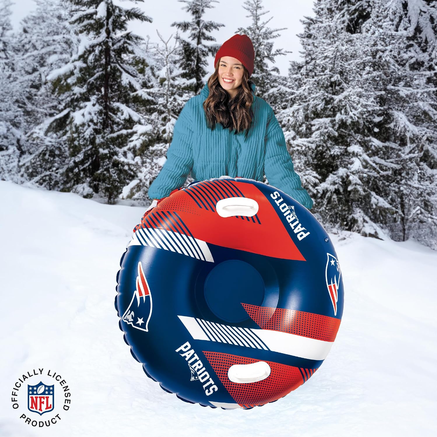 Big Mouth Inc NFL Snow Tube, Heavy Duty Inflatable Snow Sled for Winter Tubing, Ride-On Snow Tube with Handles for Kids and Adults, Outdoor Winter Fun and Football Fan Gifts