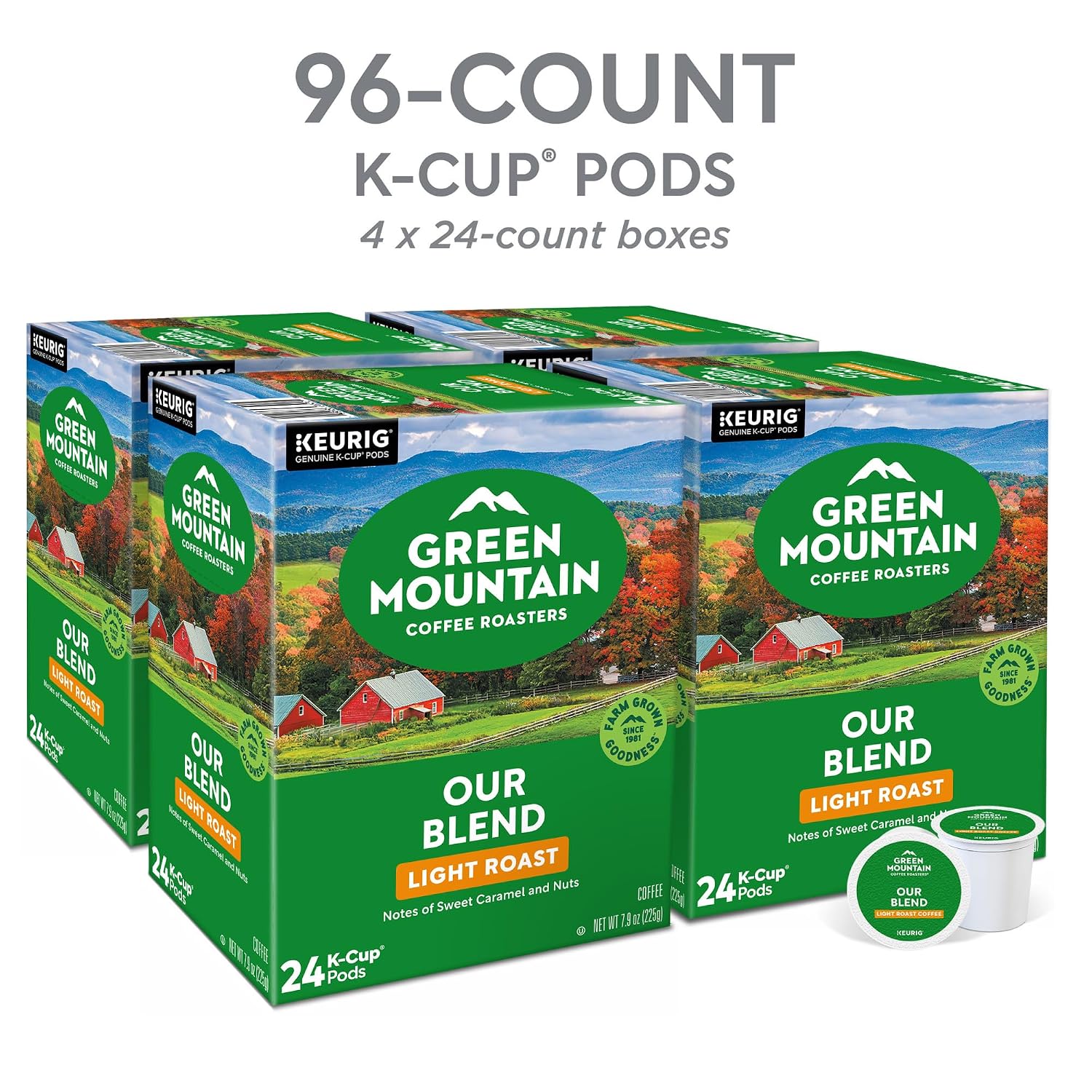 Green Mountain Coffee Roasters Breakfast Blend Single-Serve Keurig K-Cup Pods, Light Roast Coffee, 96 Count