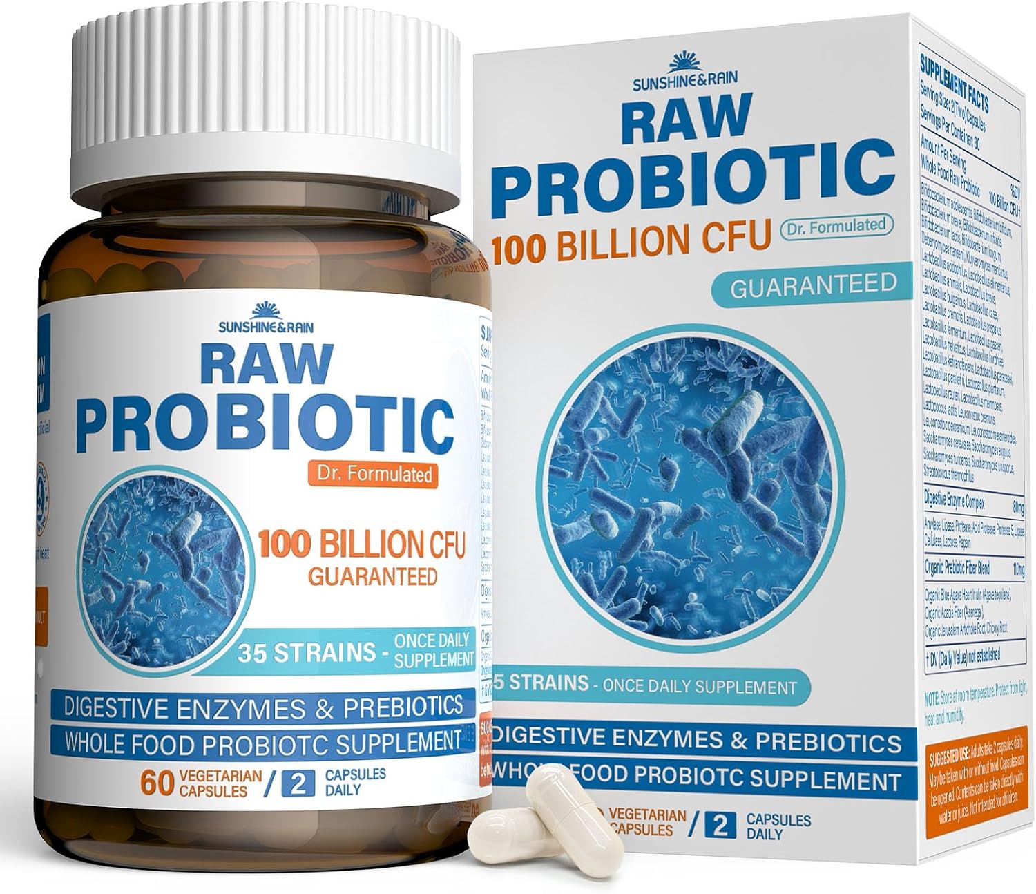 Probiotics for Women and Men, Probiotic + Prebiotic Enzyme Formula for Gut