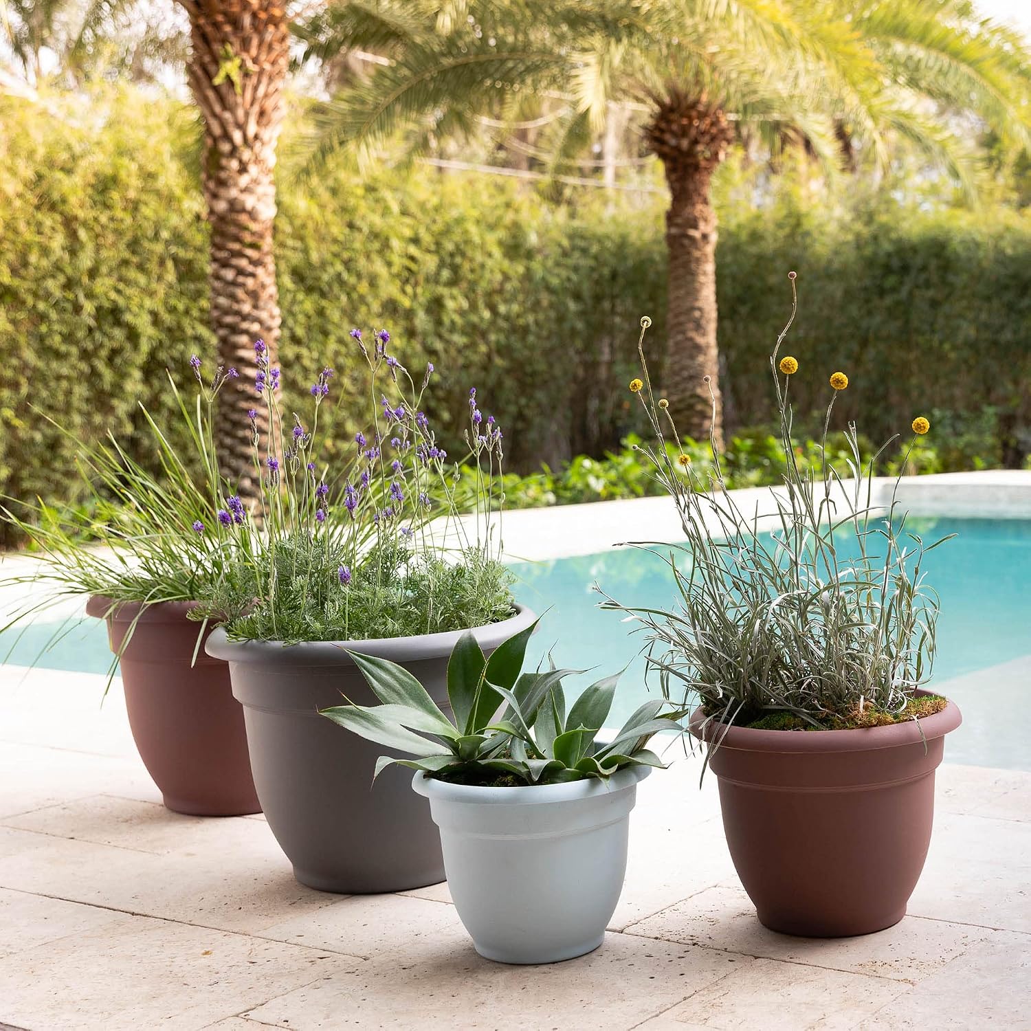 Bloem Ariana Pot Planter: 16" - Black - Durable Resin Pot, for Indoor and Outdoor Use, Gardening, Self Watering Disk Included, 6 Gallon Capacity