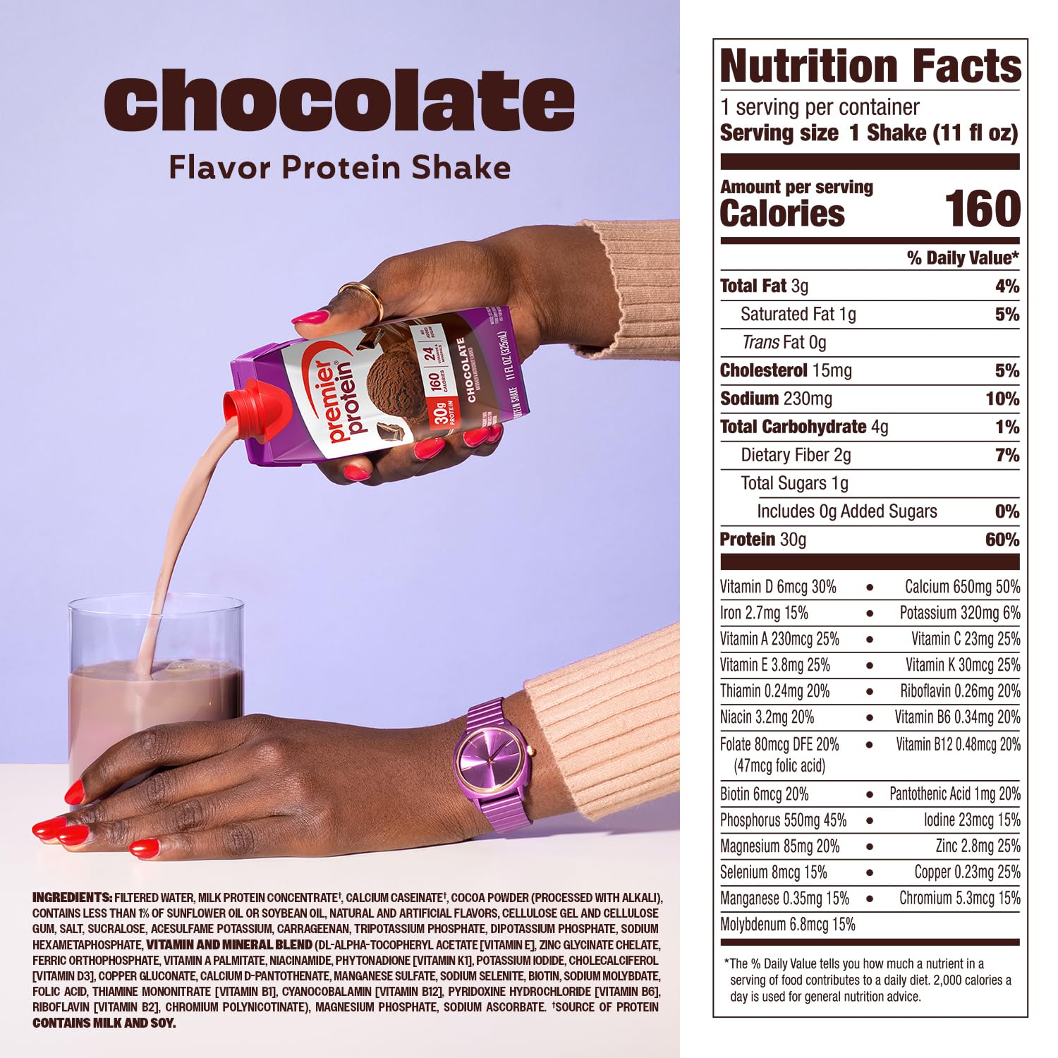 Premier Protein 30g High Protein Shake, Vanilla, 12 Pack | 160 Calories, 24 Vitamins & Minerals, No Added Sugar, Supports Muscle Health, Gluten-Free, 11 oz