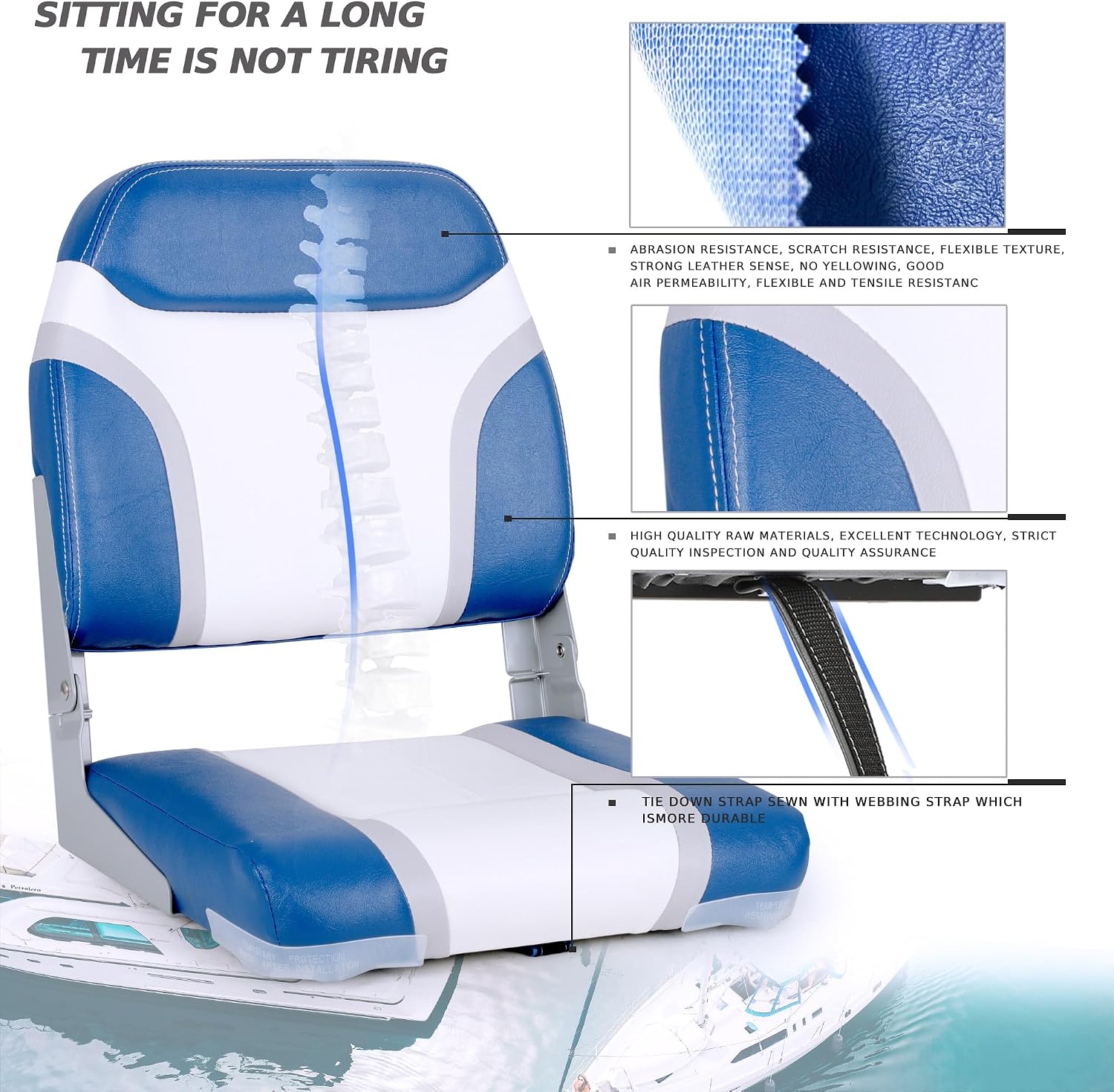 NORTHCAPTAIN T1 Deluxe Low Back Folding Fishing Boat Seats 2 Pack - Premium Bass/Jon/Pontoon Boat Chairs,4 Mounting Screws Included