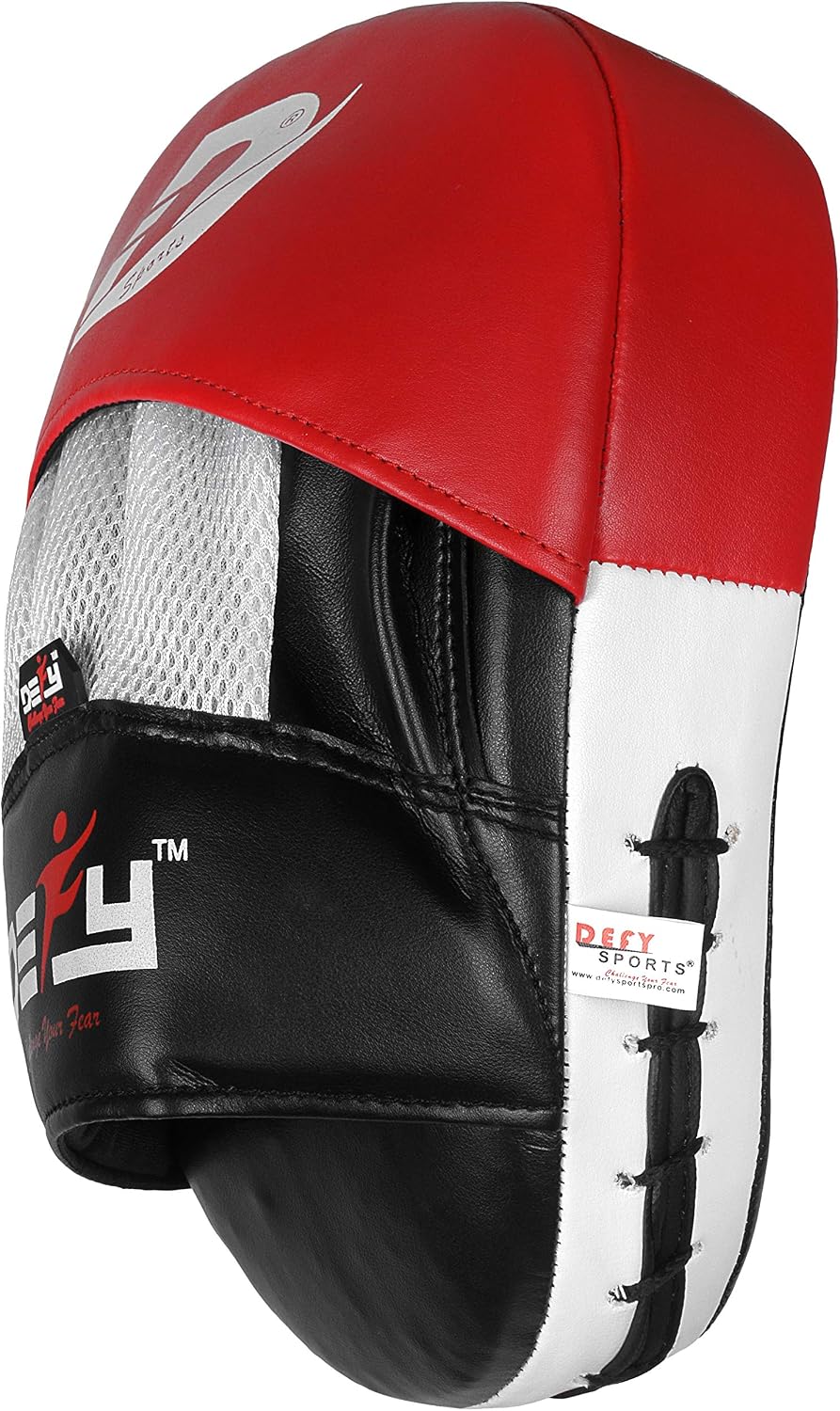 DEFY MMA Muay Thai Boxing Focus Mitts – Premium Leather Hook & Jab Punching Pads - Curved Focus Mitts for Strike & Kick Training Shield