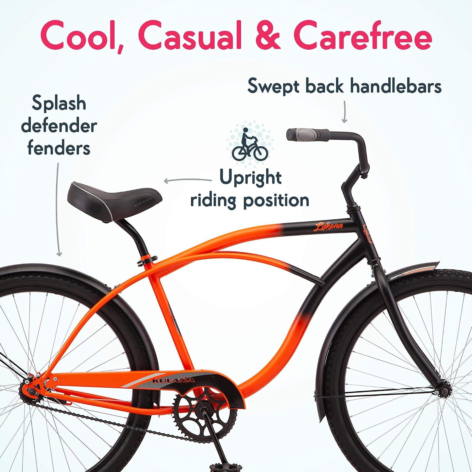 Kulana Lakona Shore, Tide or Wave Cruiser Bike, 20, 24 or 26 Inch Bike for Adults and Youth, 7 or Single Speed Beach Cruiser Bicycle