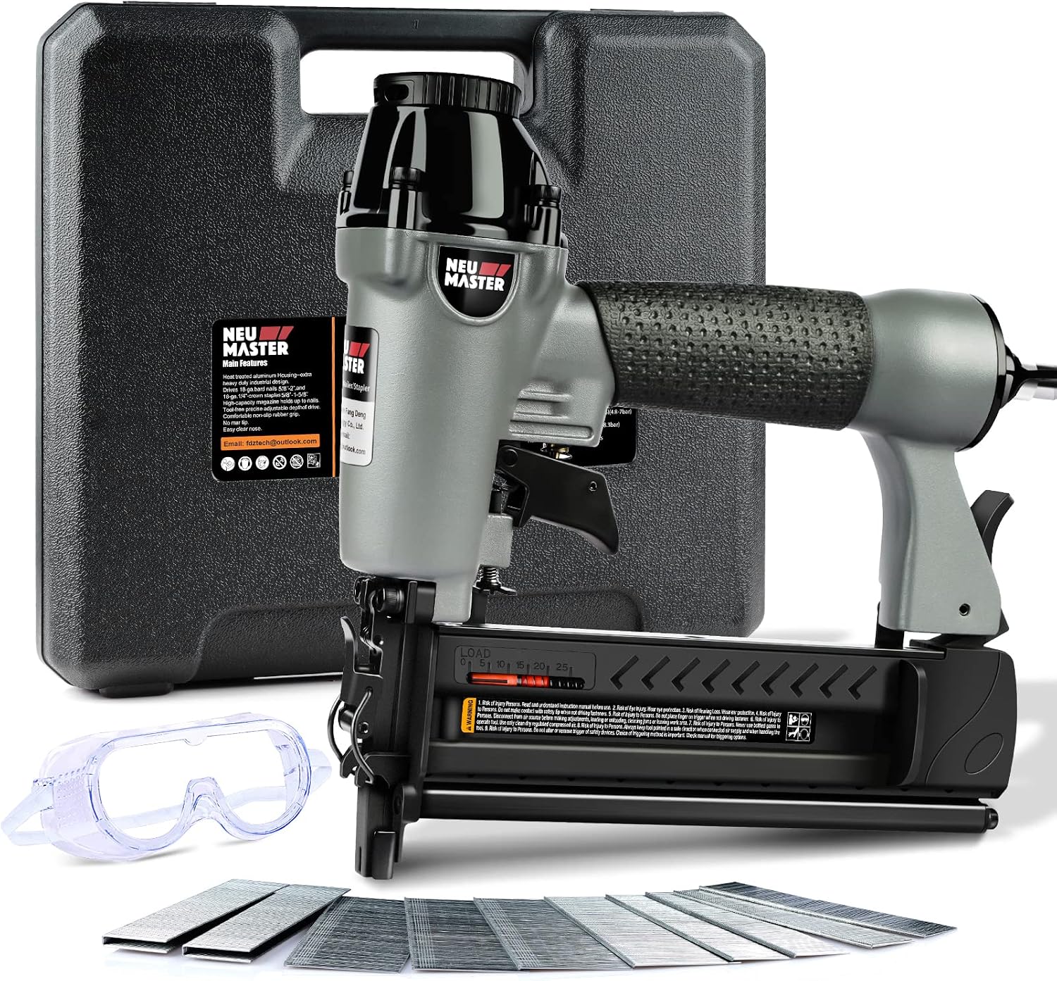 NEU Master Nail Gun, 2 in 1 Pneumatic Brad Nailer/Staple Gun