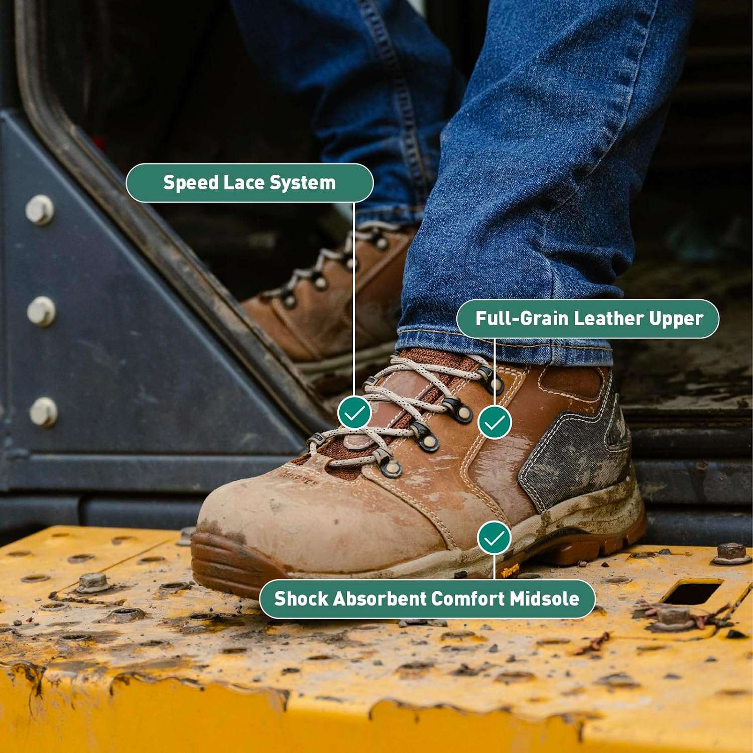 Danner Vicious Composite Toe Work Boots for Men, Waterproof, ASTM Approved | Composite Toe Boots for Men, For Electrical Hazard Work, Slip Resistant Grip, TPU Shank, Construction Boots